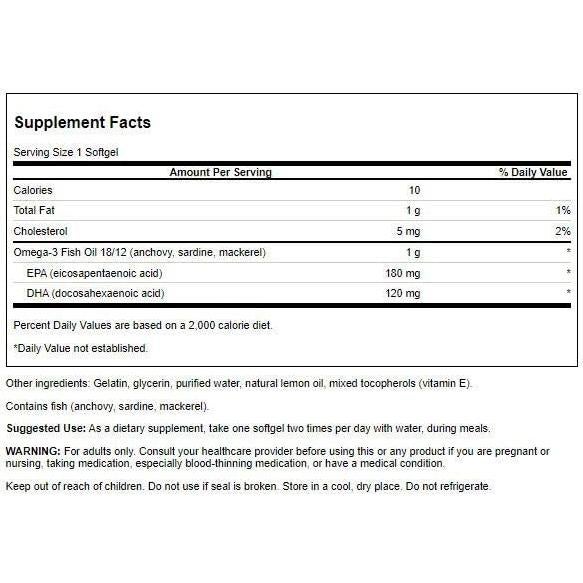 Suplemento Omega 3 Swanson 150 Cápsulas 180 mg EPA 120 mg DHA
