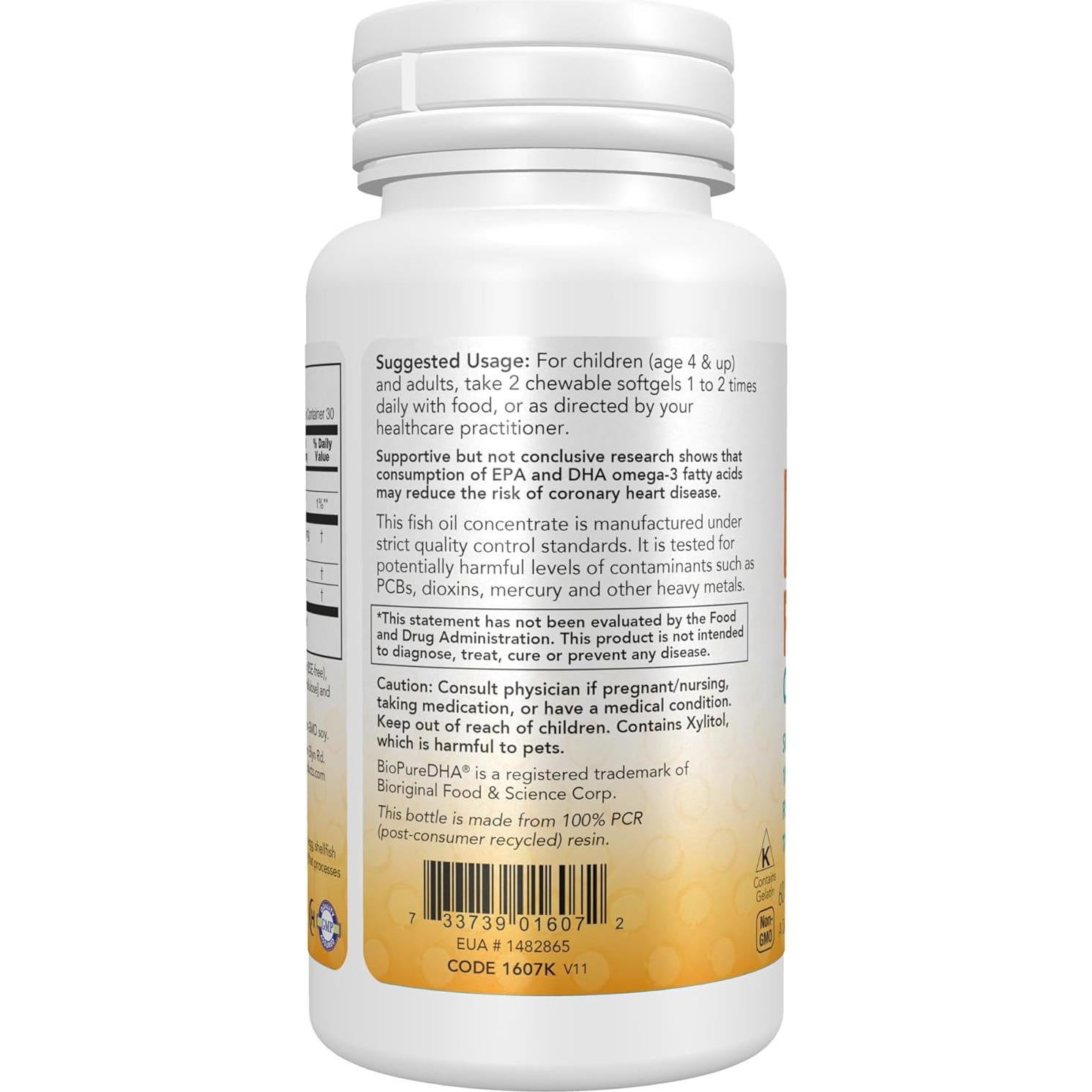 Suplemento DHA Niños NOW Foods 100 mg Sabor Fruta 60 Geles