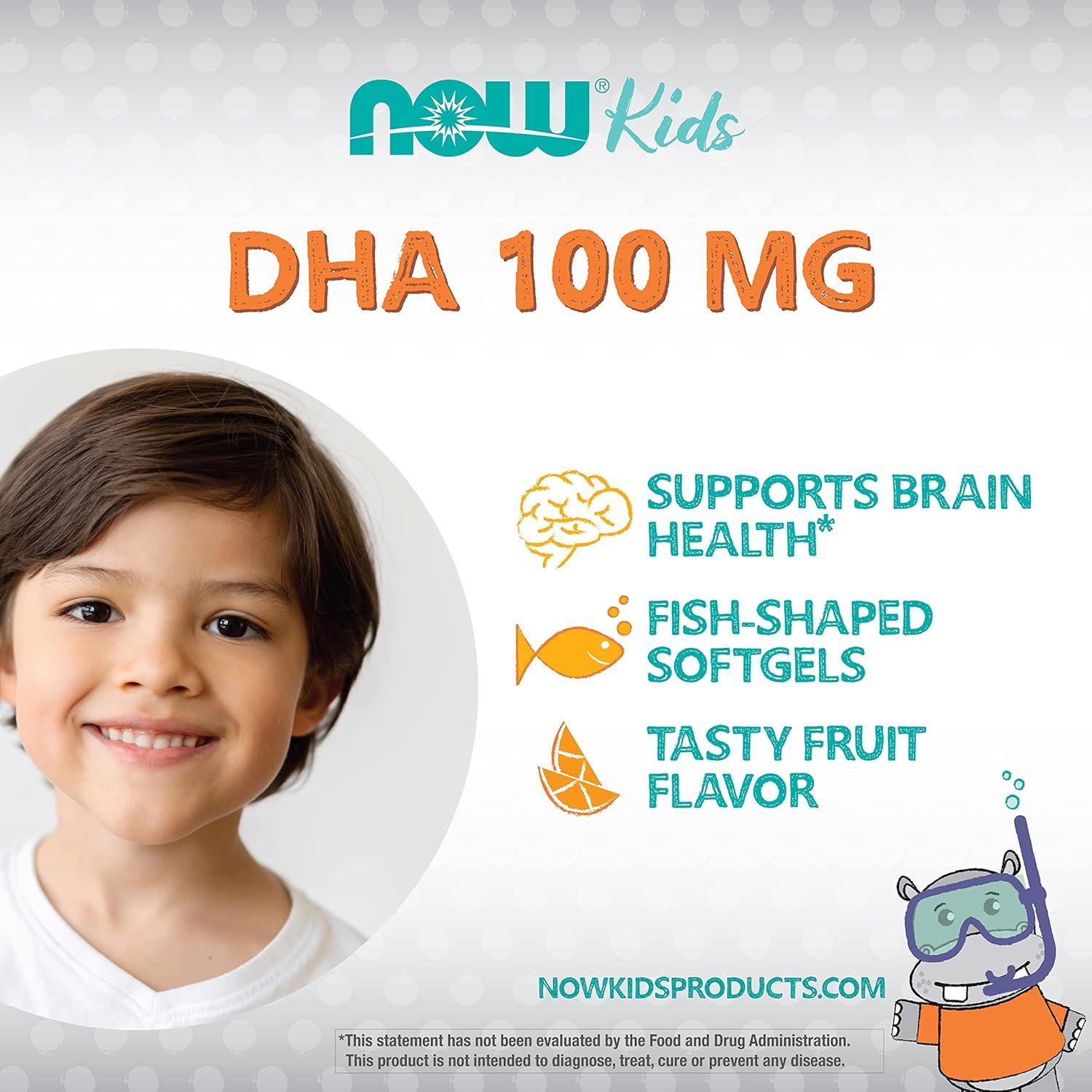 Suplemento DHA Niños NOW Foods 100 mg Sabor Fruta 60 Geles