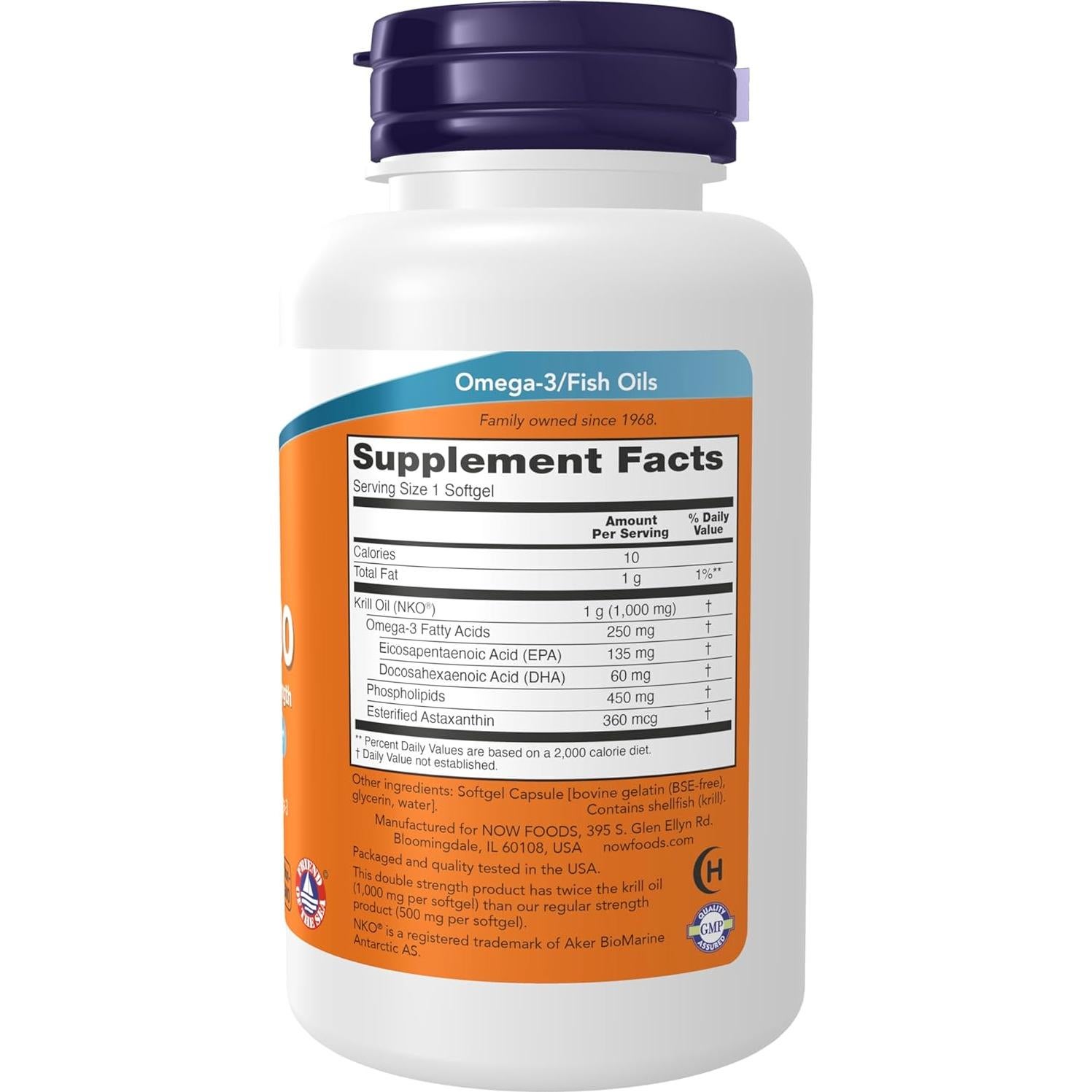 NOW Foods Krill de Neptuno 1000 mg Doble Fuerza 60 Cápsulas