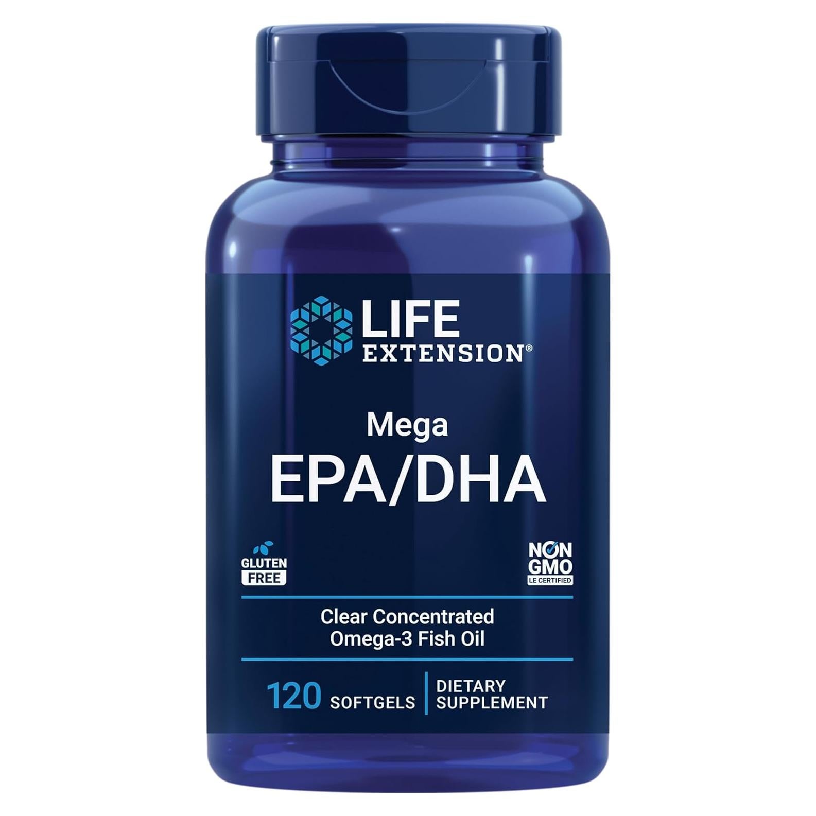 Extensión de Vida Mega EPA/DHA Omega-3 120 Cápsulas Blandas