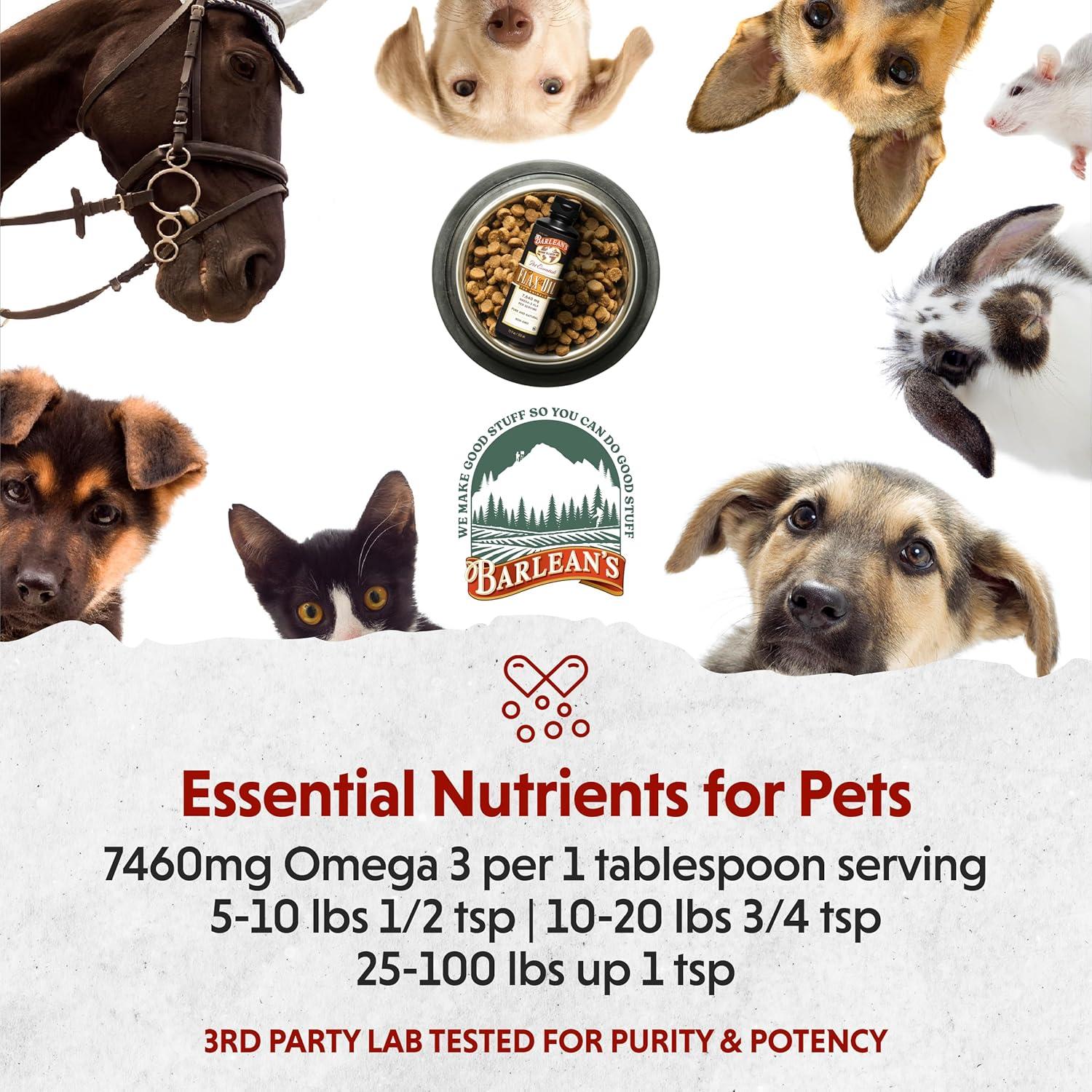 Aceite de Semilla de Lino Barlean para Mascotas 355 ml Omega 3