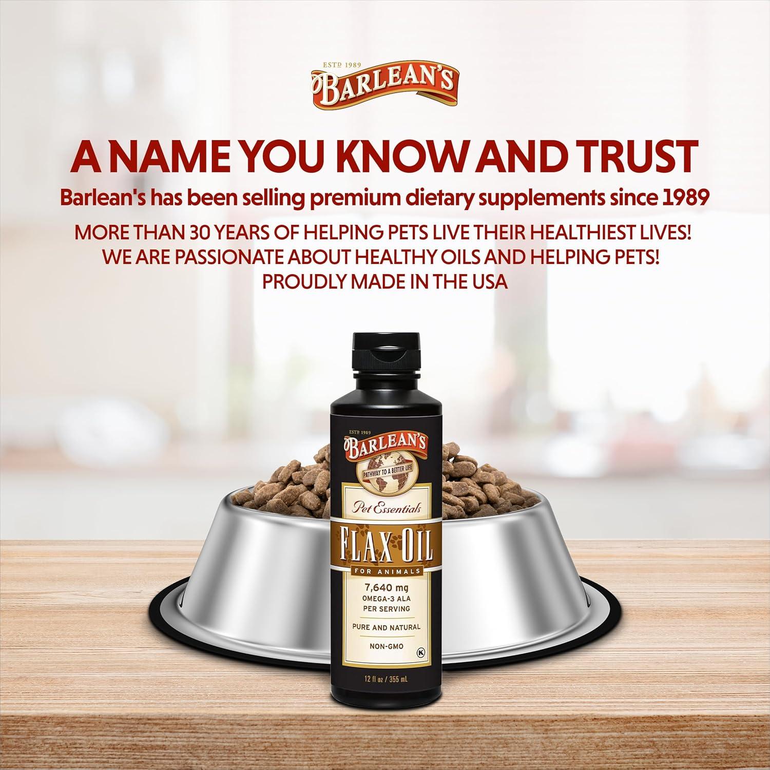 Aceite de Semilla de Lino Barlean para Mascotas 355 ml Omega 3