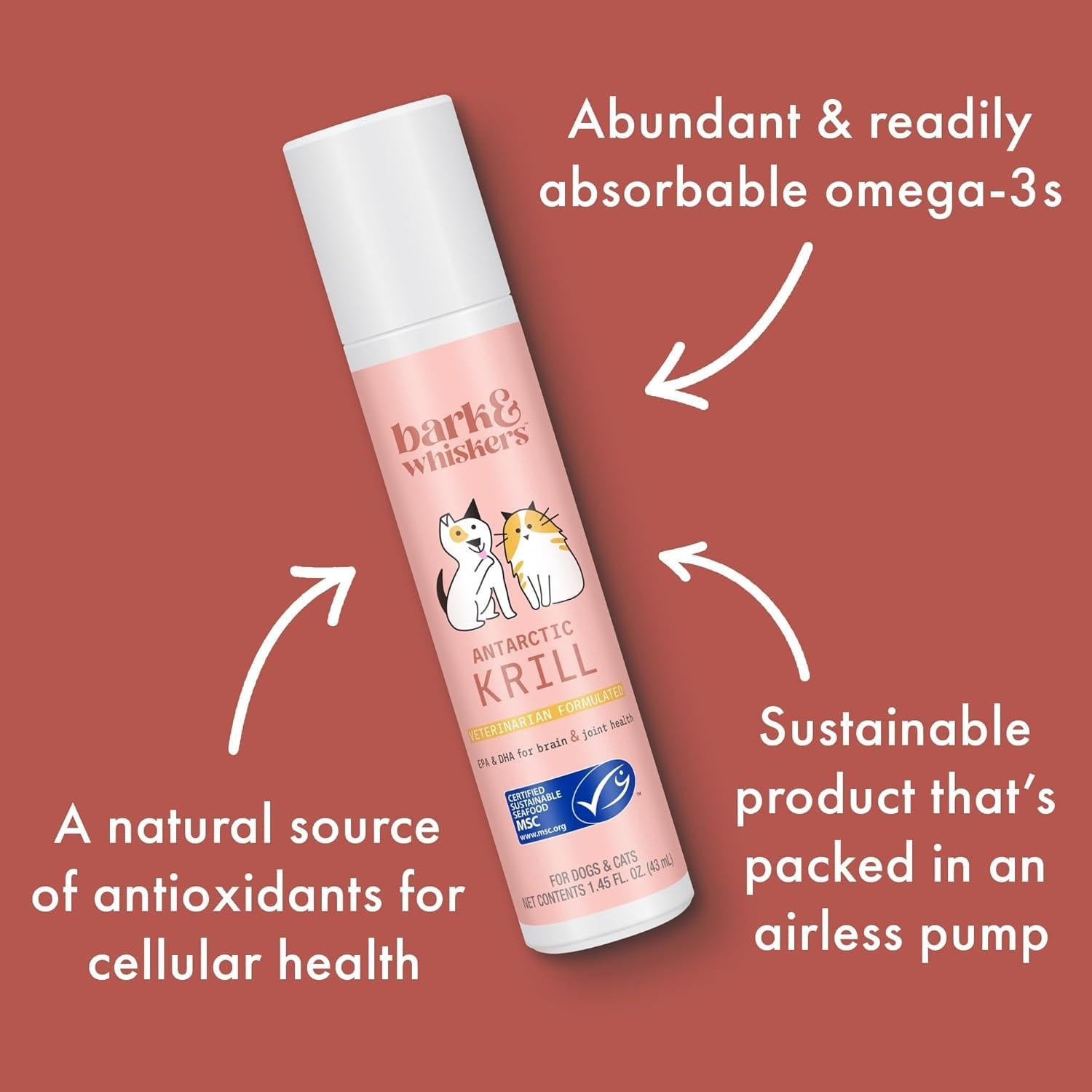 Aceite de Kril Antártico para Mascotas Bark & Whiskers 47.3 ml