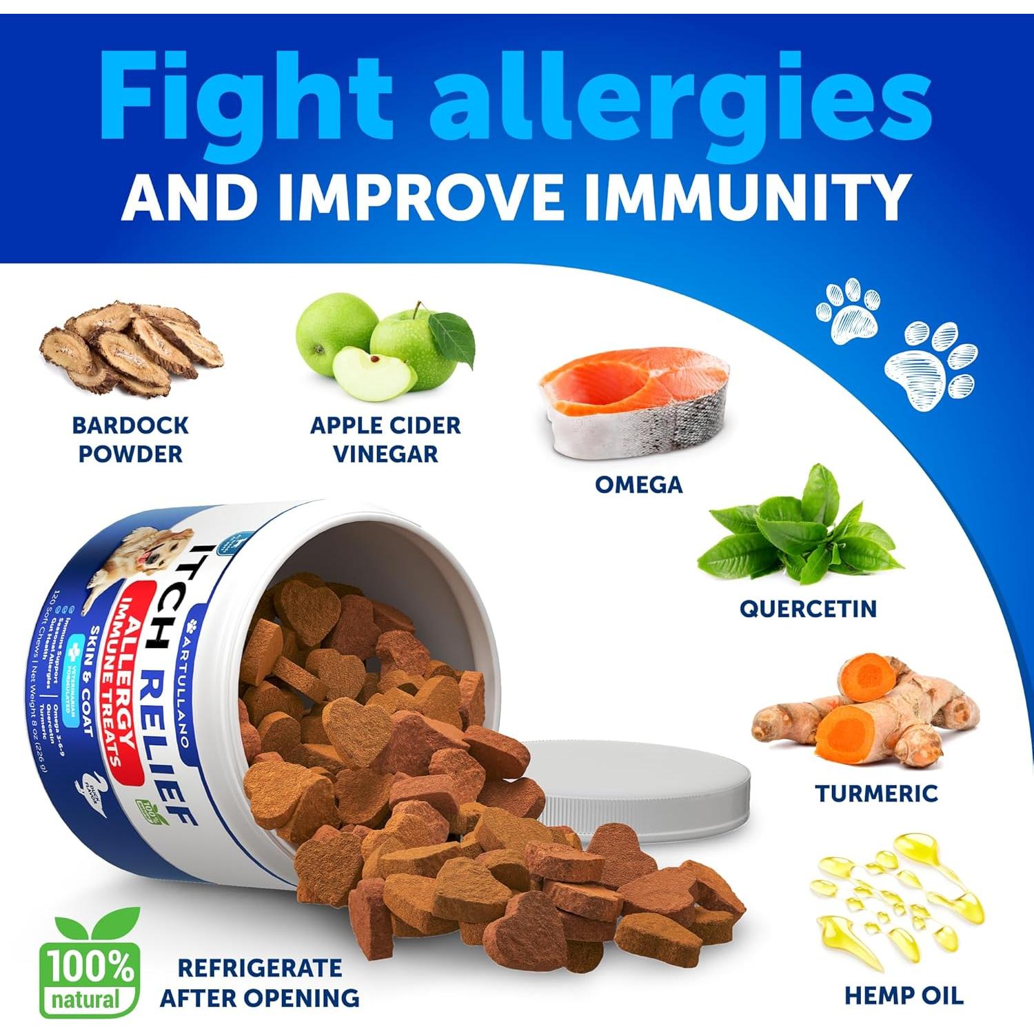 Masticables para Perros Artullano 120 Golosinas Alivio Alergias