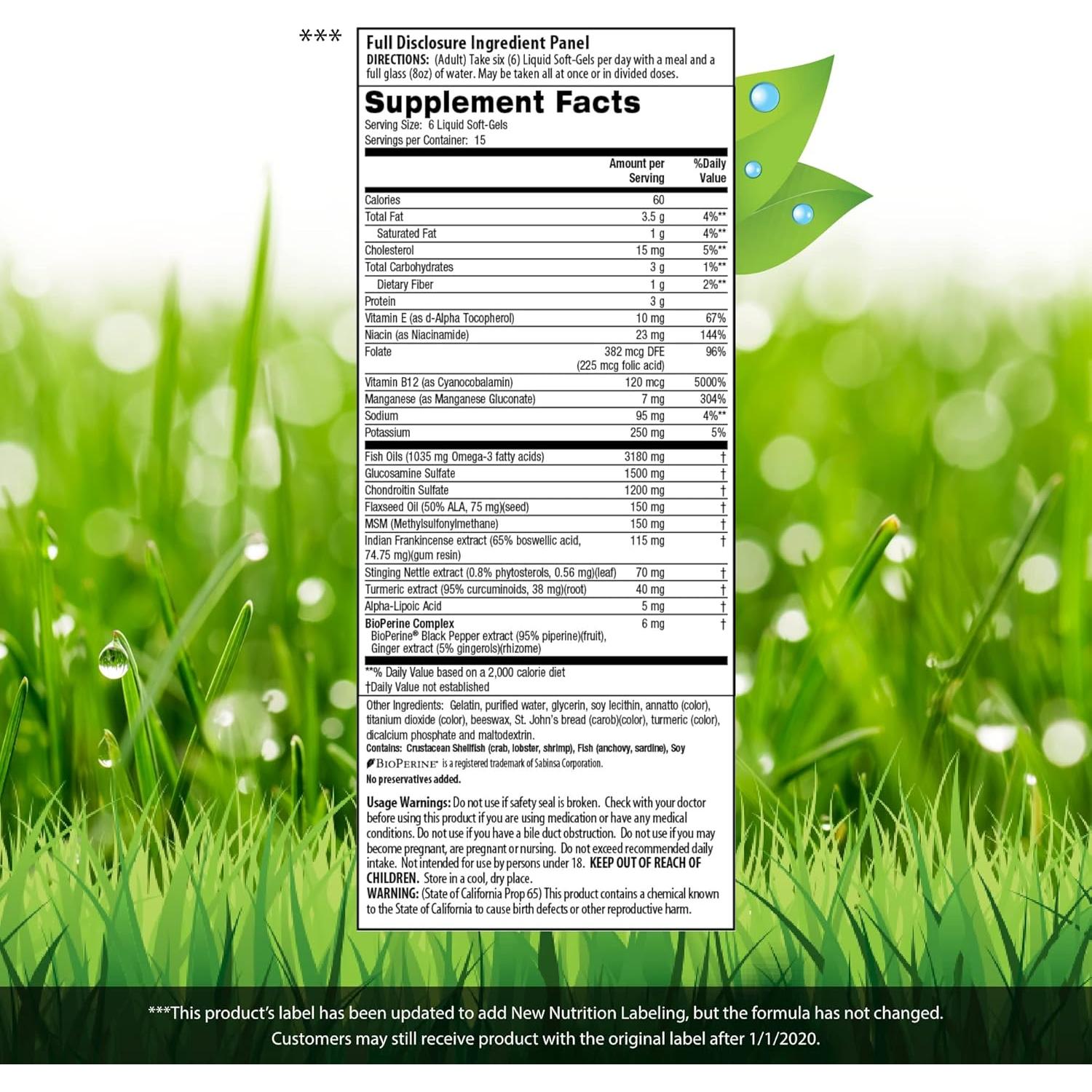Suplemento Articular Irwin Naturals 3-en-1 con Glucosamina y Cúrcuma - 90 Cápsulas Blandas