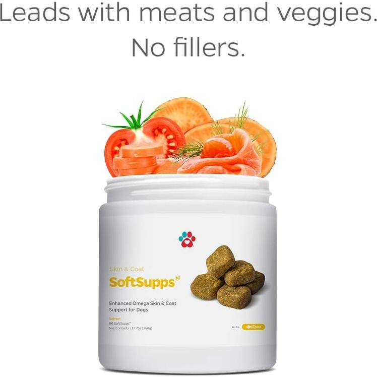 Pet Parents® Skin & Coat SoftSupps® Dog Skin and Coat Supplement with Omega 3 Fish Oil for Dogs, Vitamin E for Dogs, and Biotin for Dogs for Dog Itch Relief, Dog Skin Care, 90ct Skin Vitamins for Dogs