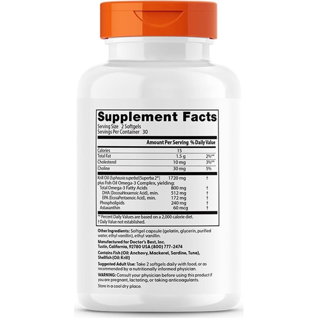 Aceite de Kril Doctors Best 60 Gelatinas Blandas Omega-3