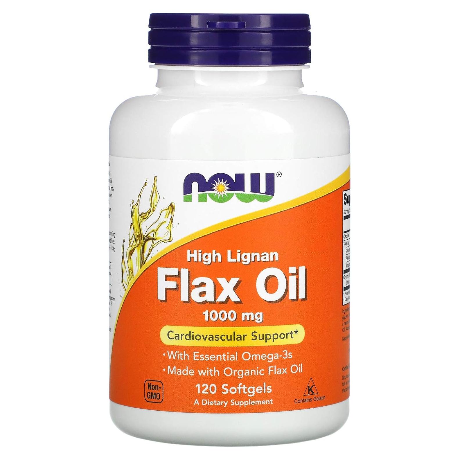 Aceite de Linaza Orgánico NOW 1000 mg 120 Gelatinas Blandas