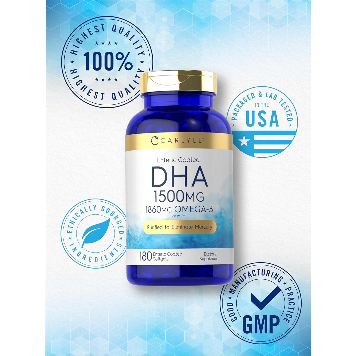 Suplemento de DHA Carlyle 1500mg - 180 Gelatinas Blandas Omega-3