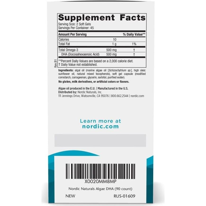 Nordic Naturals Algas DHA 90 Gelatinas Blandas 500 mg Omega-3