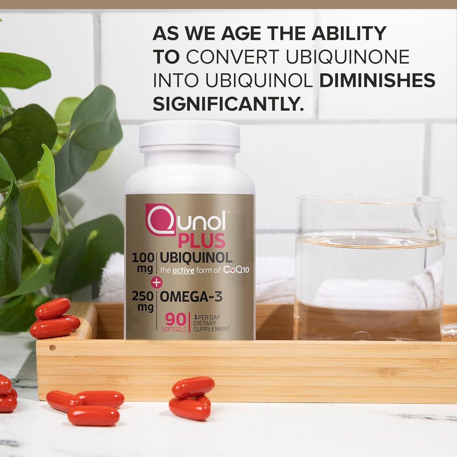 Qunol Plus Ubiquinol 100 mg + Omega-3 250 mg 90 Softgels