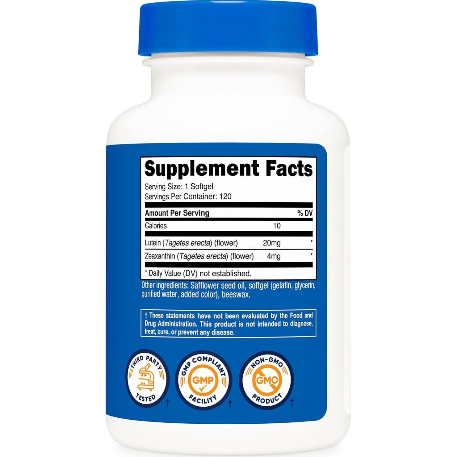 Nutricost Zeaxantina y Luteína 20mg - 120 Gelatinas Blandas