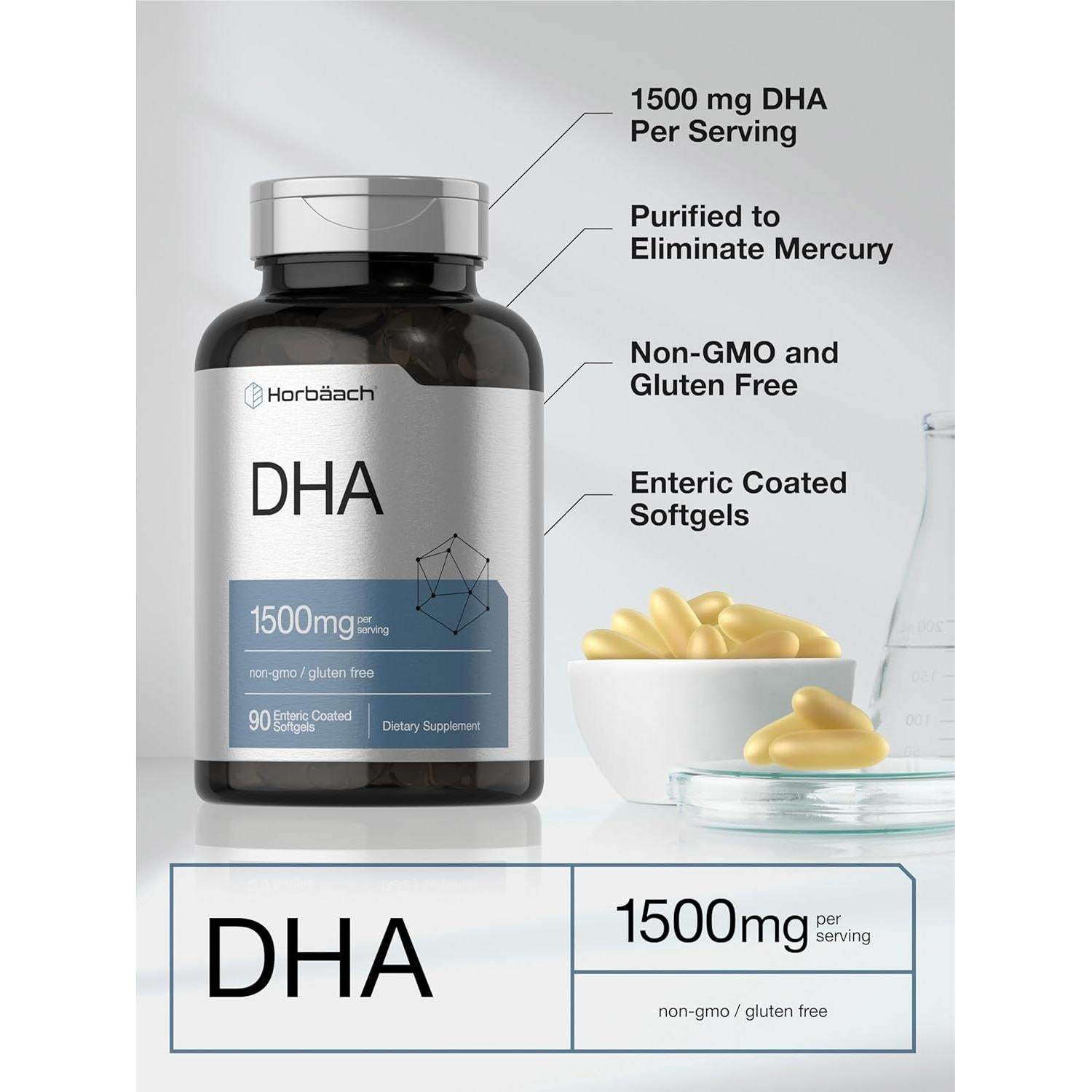 Suplemento DHA Horbaach 1500mg 90 Gelatinas Blandas Omega 3