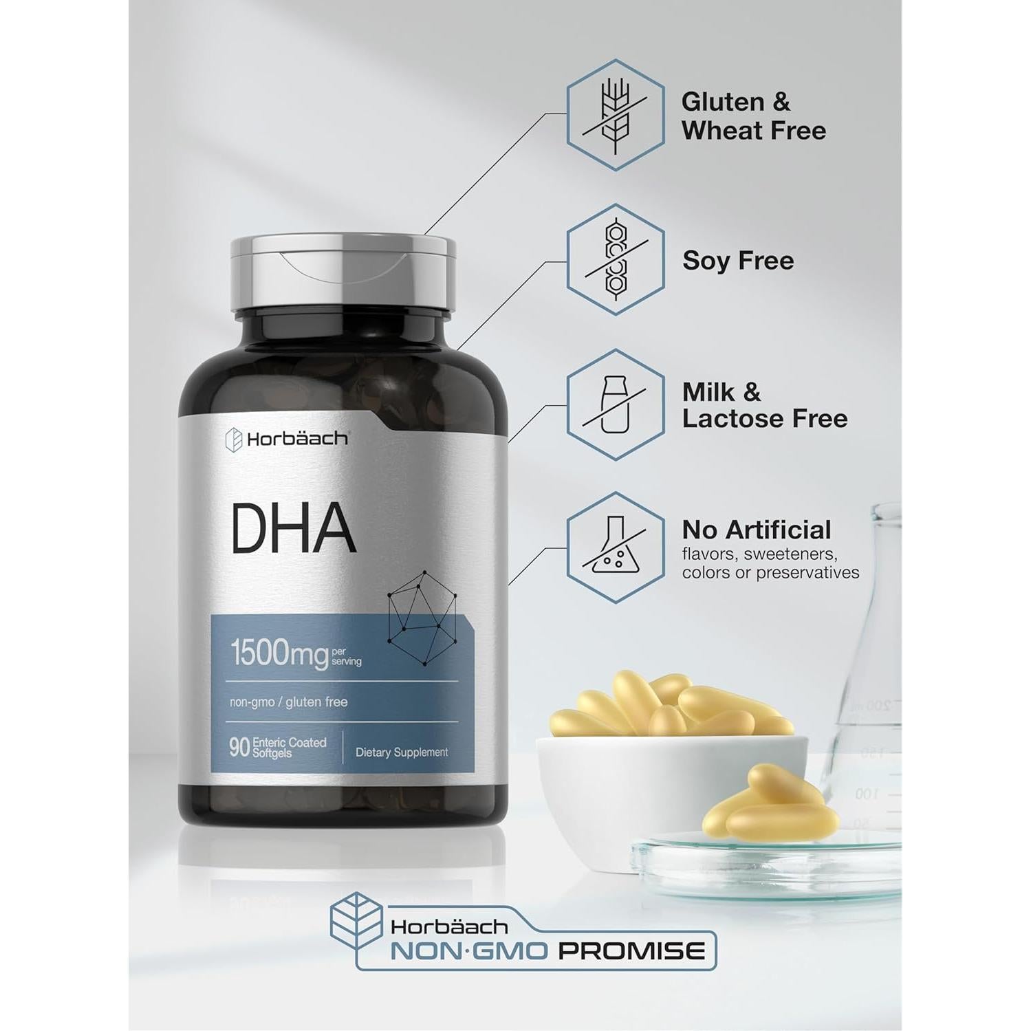 Suplemento DHA Horbaach 1500mg 90 Gelatinas Blandas Omega 3