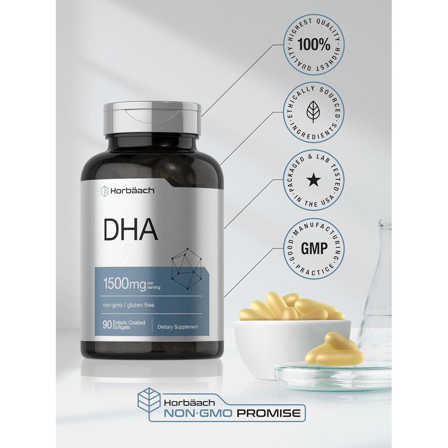 Suplemento DHA Horbaach 1500mg 90 Gelatinas Blandas Omega 3