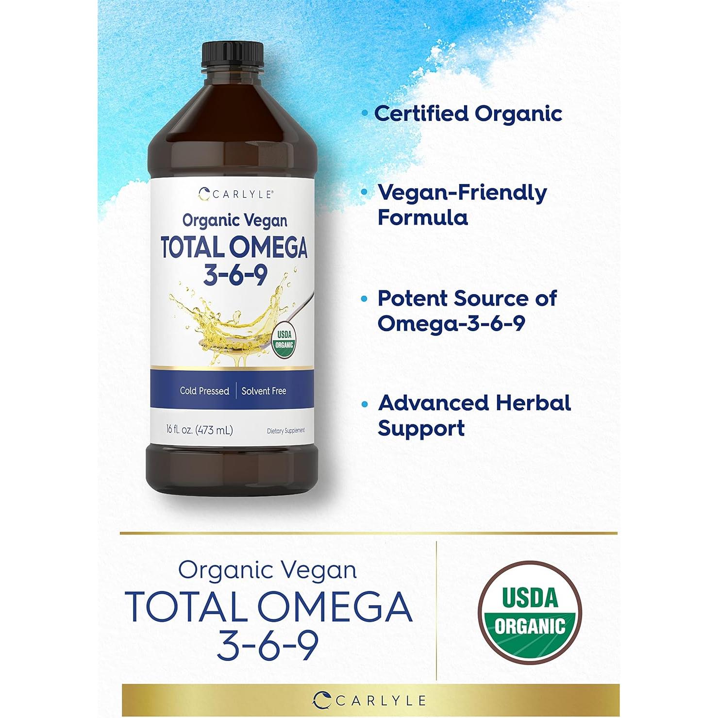 Carlyle Total Omega 3-6-9 473 ml | Suplemento vegano prensado en frío