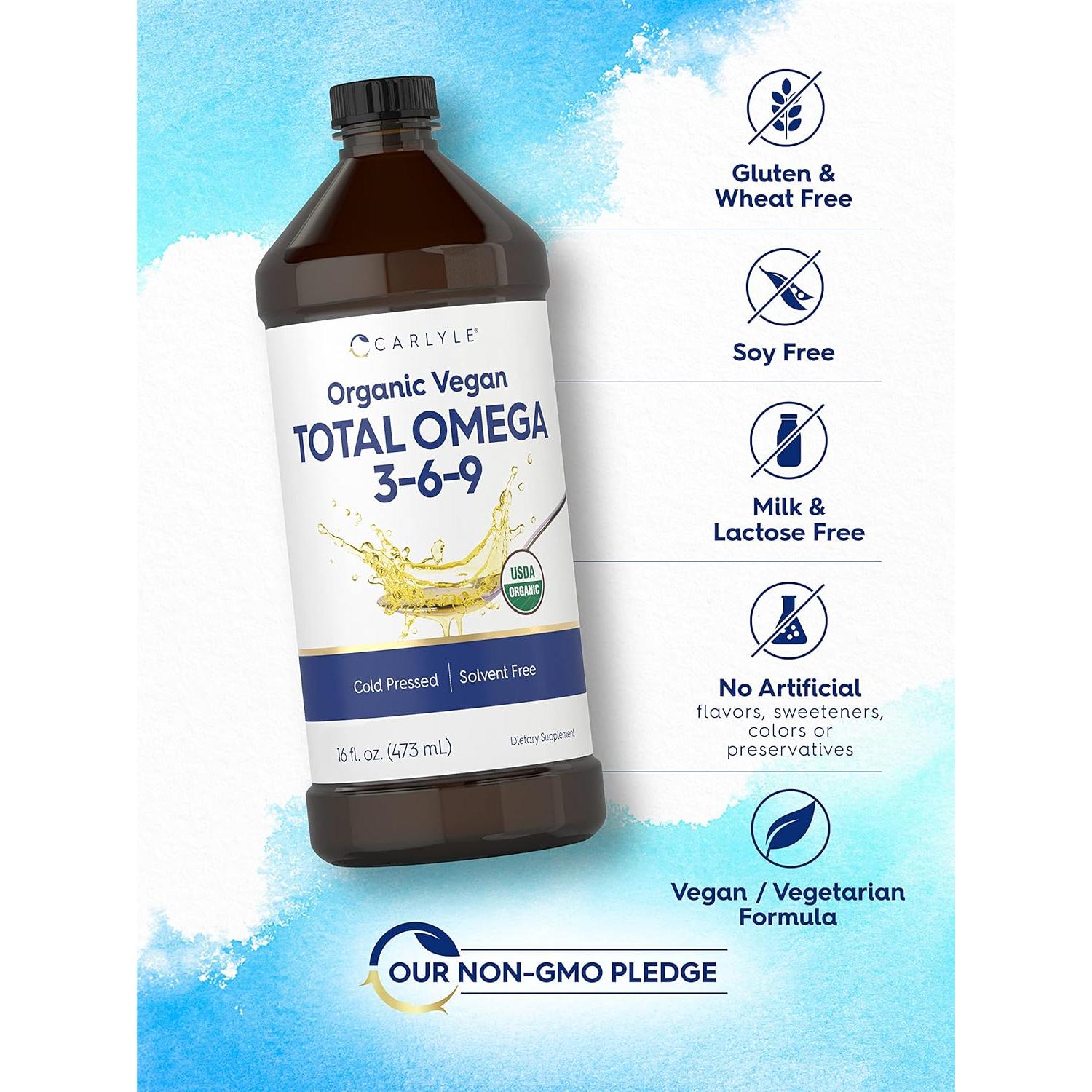 Carlyle Total Omega 3-6-9 473 ml | Suplemento vegano prensado en frío