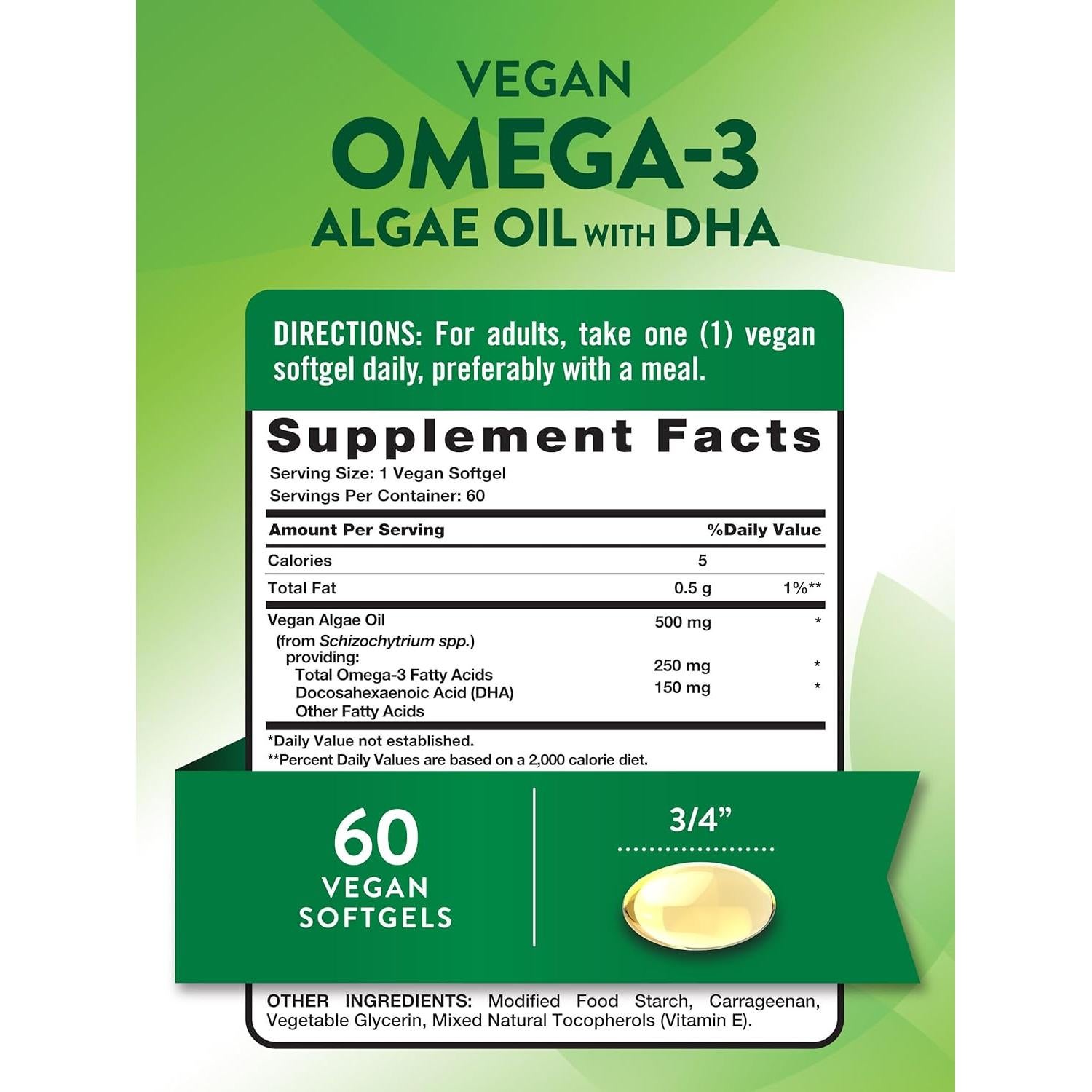 Suplemento Omega 3 Vegano Verdad de la Naturaleza 60 Softgels