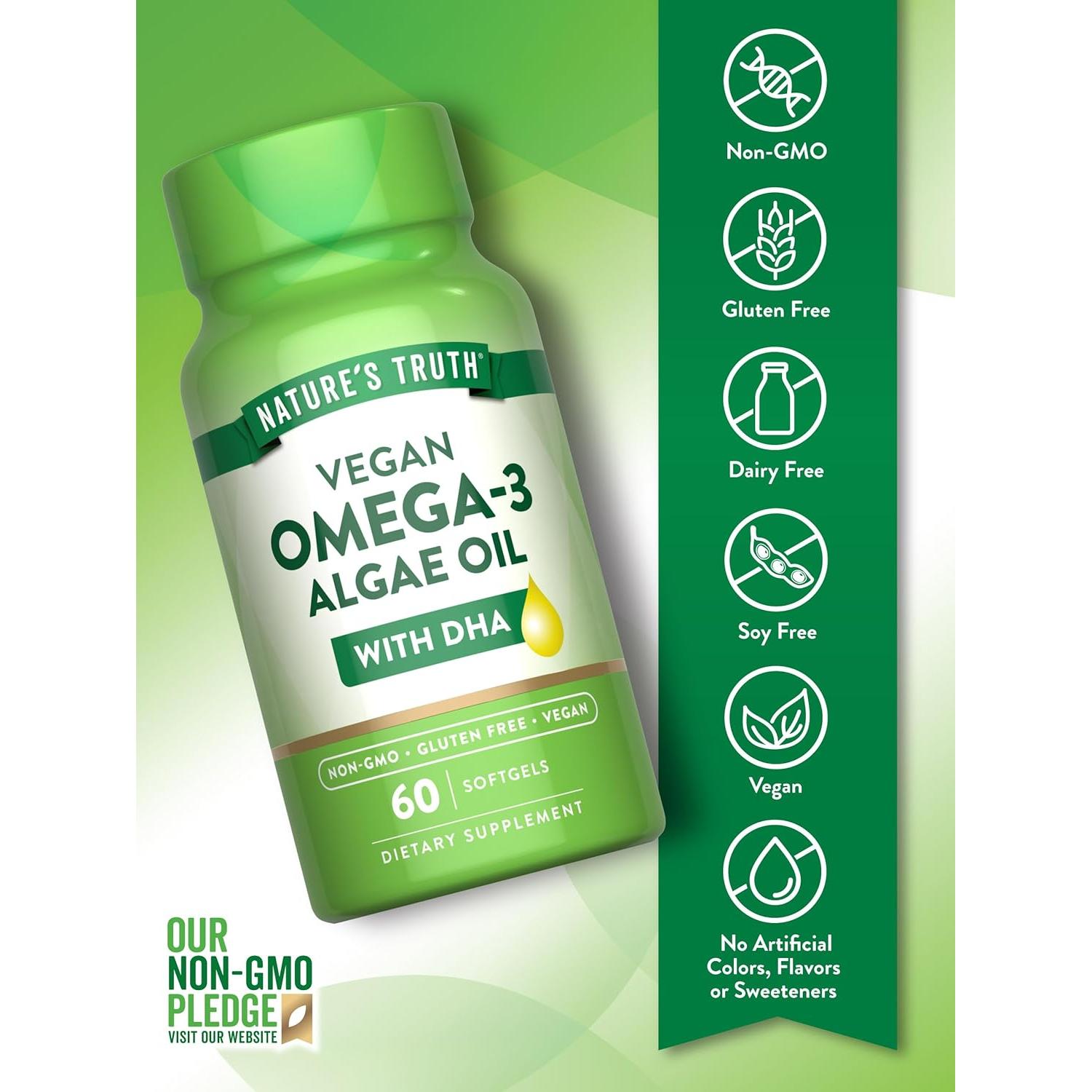 Suplemento Omega 3 Vegano Verdad de la Naturaleza 60 Softgels