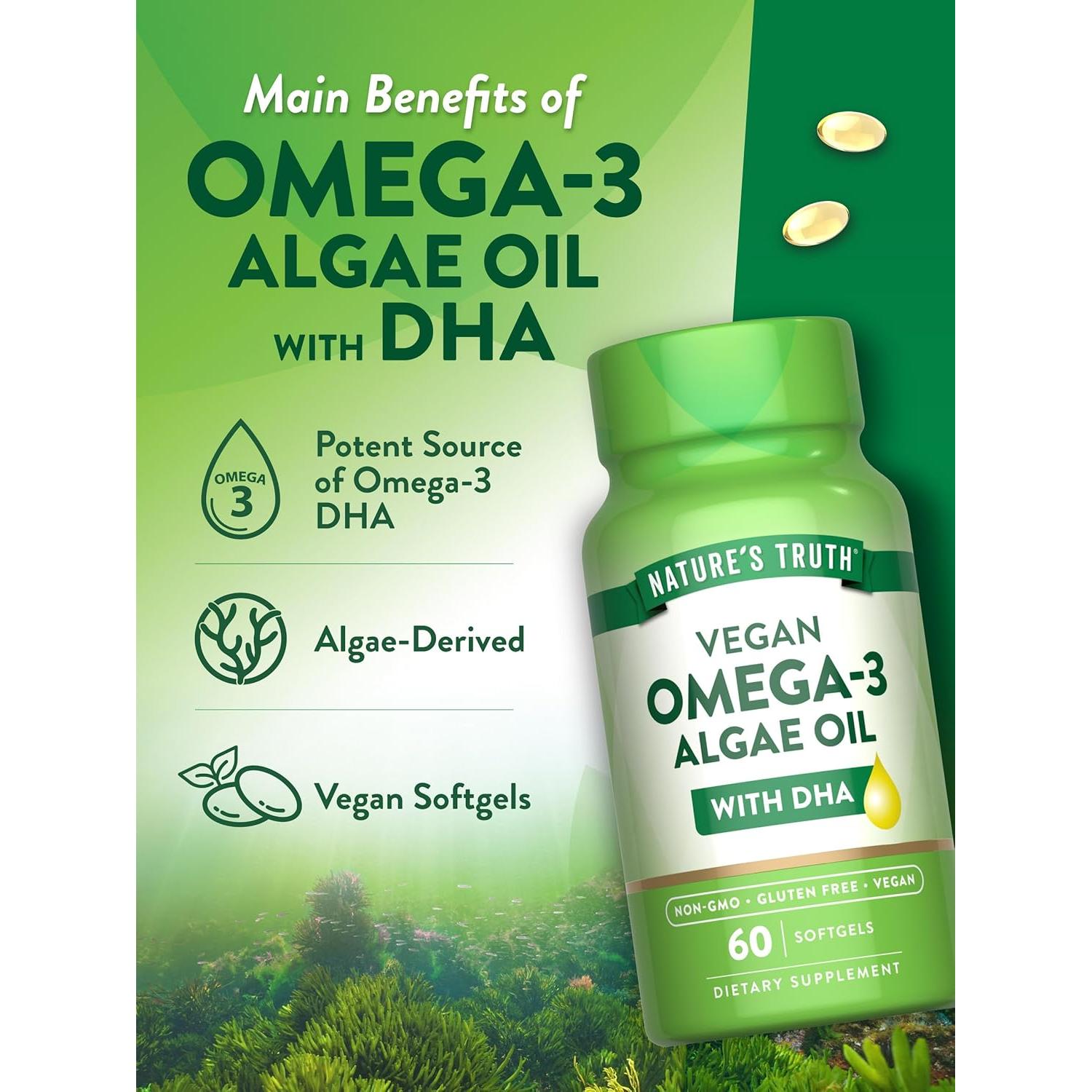 Suplemento Omega 3 Vegano Verdad de la Naturaleza 60 Softgels