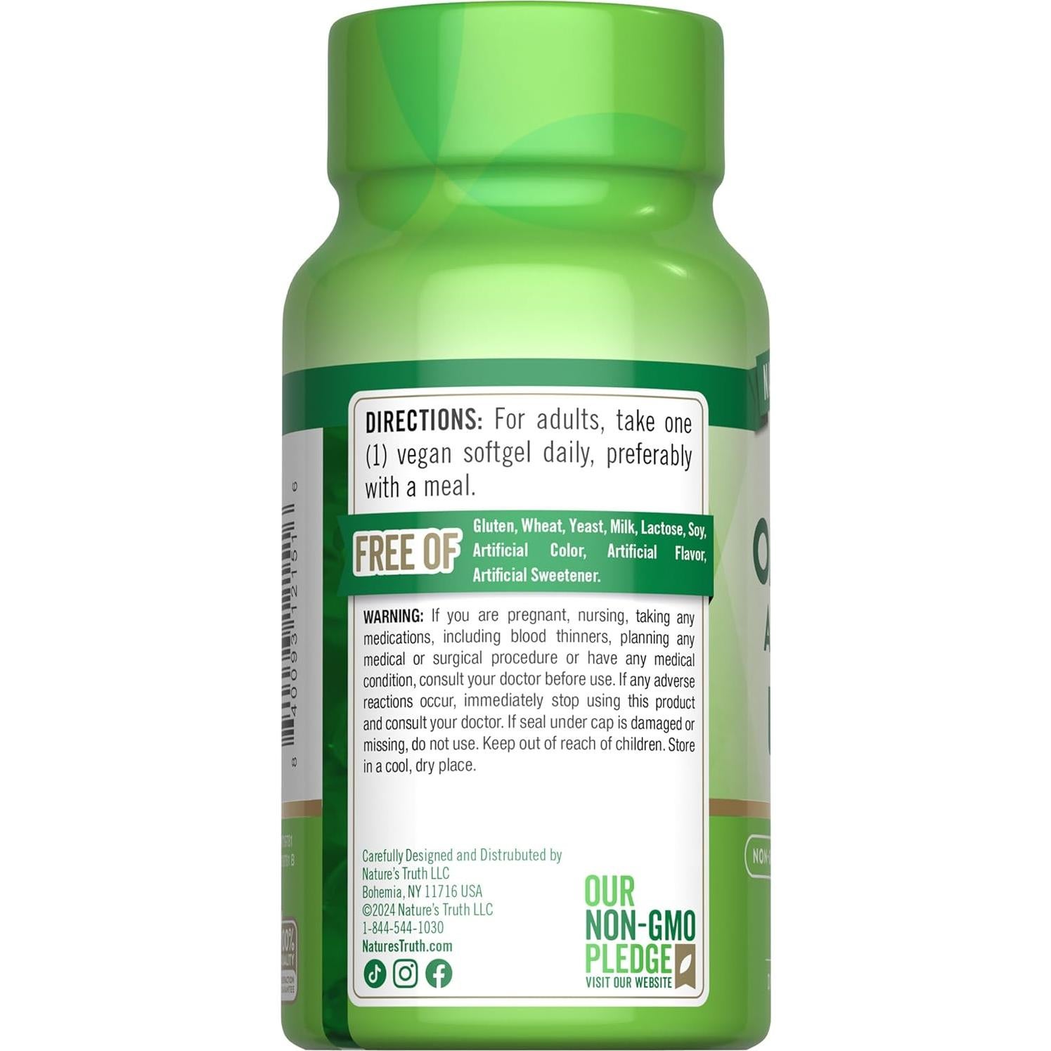 Suplemento Omega 3 Vegano Verdad de la Naturaleza 60 Softgels