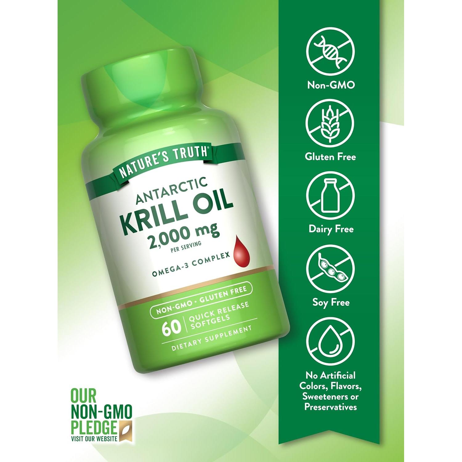 Aceite de Krill Antártico Nature's Truth 2000mg 60 Softgels Omega-3