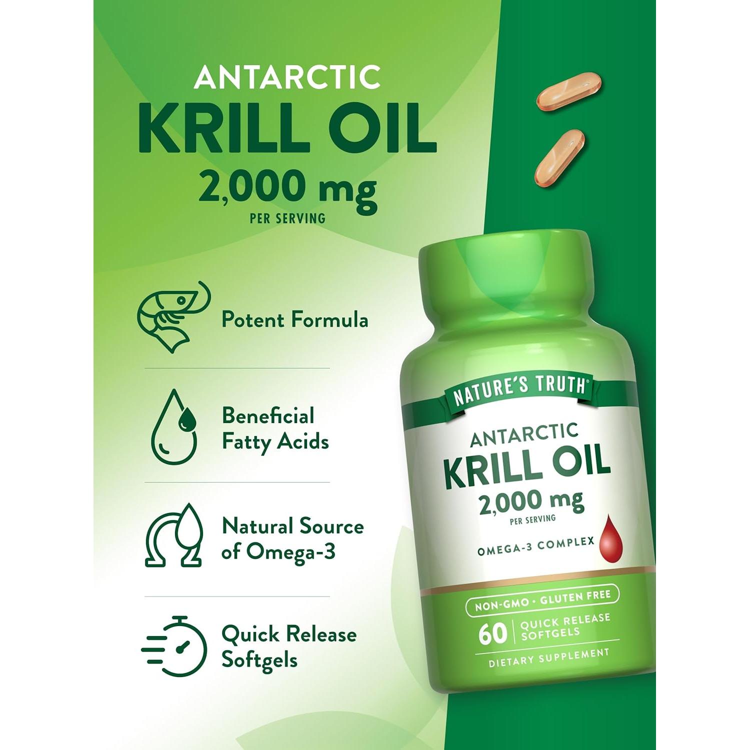 Aceite de Krill Antártico Nature's Truth 2000mg 60 Softgels Omega-3