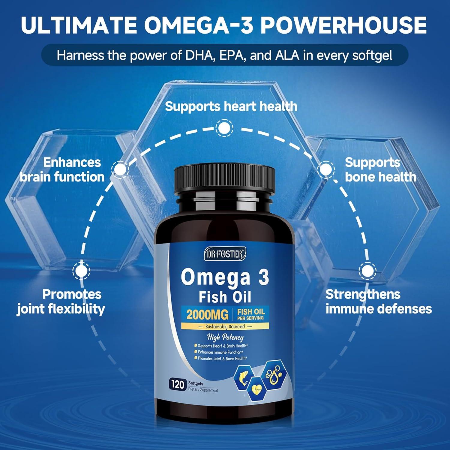 Aceite de Pescado Omega-3 Dr. Foster 2000mg 120 Gelatinas