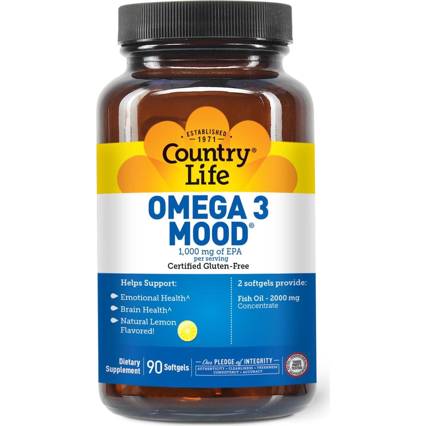 Omega 3 Estado de Ánimo Country Life 2000mg 90 Cápsulas Blandas
