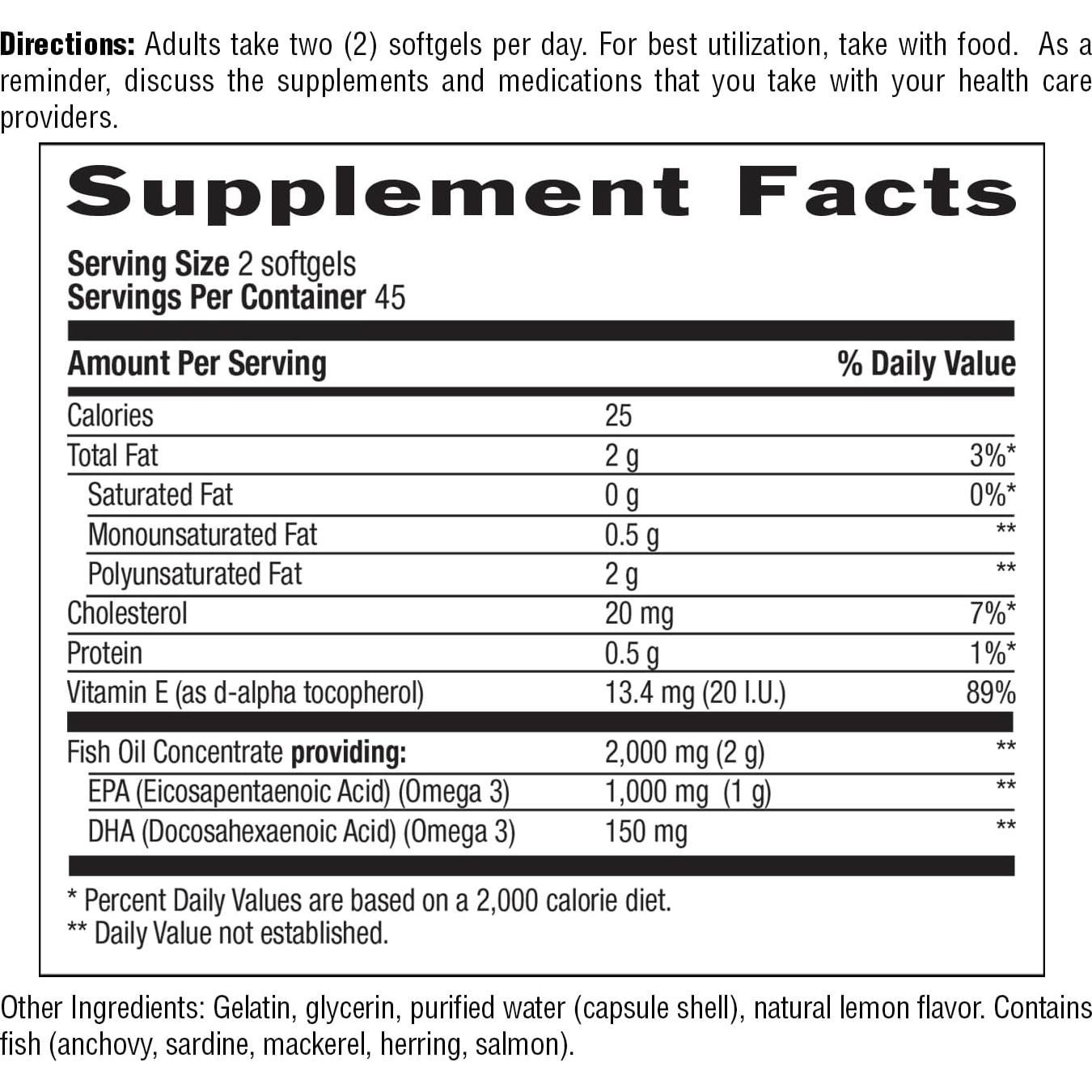 Omega 3 Estado de Ánimo Country Life 2000mg 90 Cápsulas Blandas