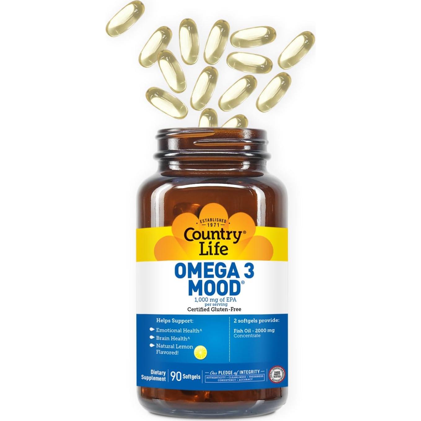 Omega 3 Estado de Ánimo Country Life 2000mg 90 Cápsulas Blandas