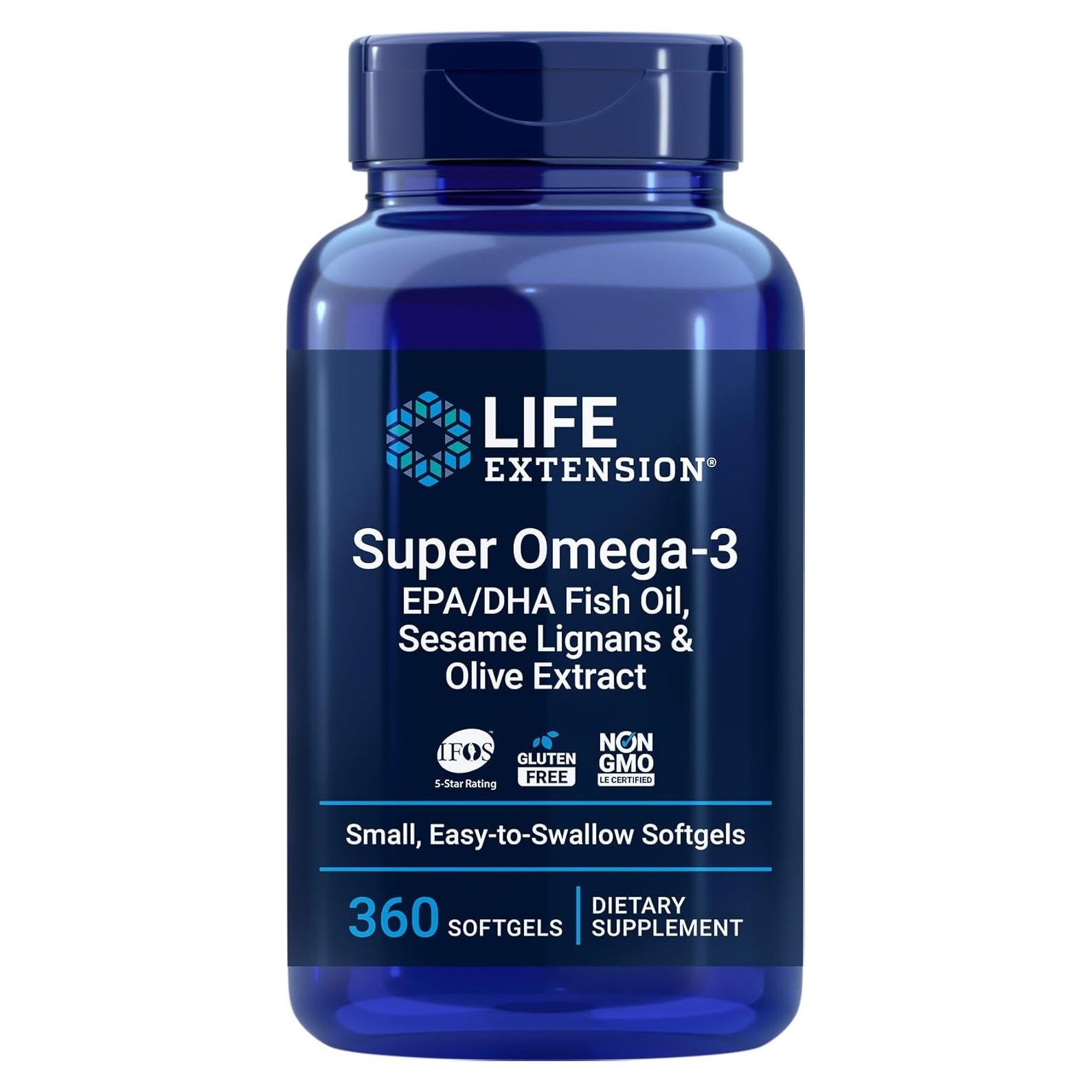 Suplemento Omega-3 Life Extension 360 Cápsulas Blandas EPA/DHA