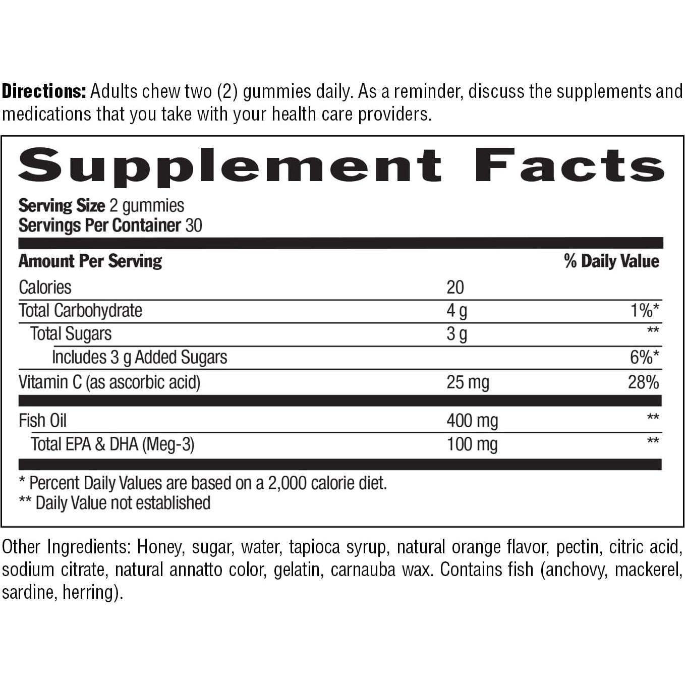 Gominolas Omega-3 Country Life con Miel - 60 Unidades - Sin Gluten