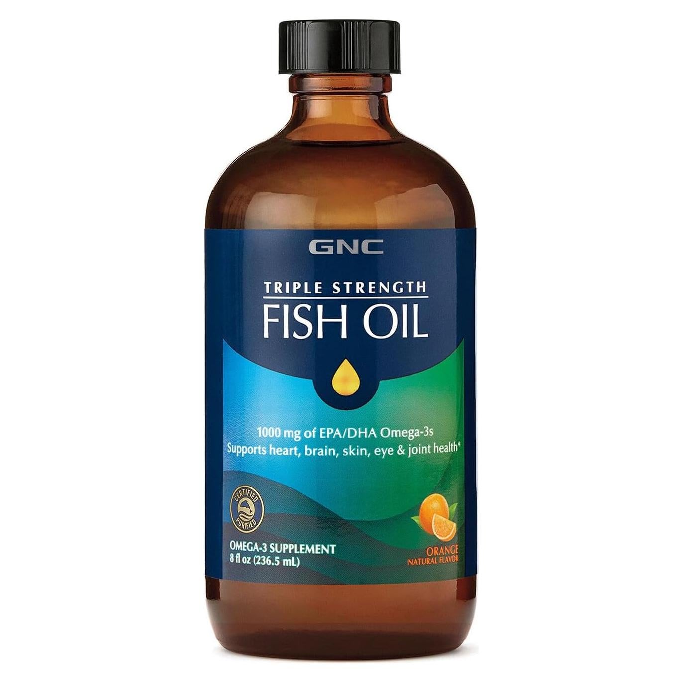 Suplemento Líquido de Aceite de Pescado GNC 1000mg Omega 3