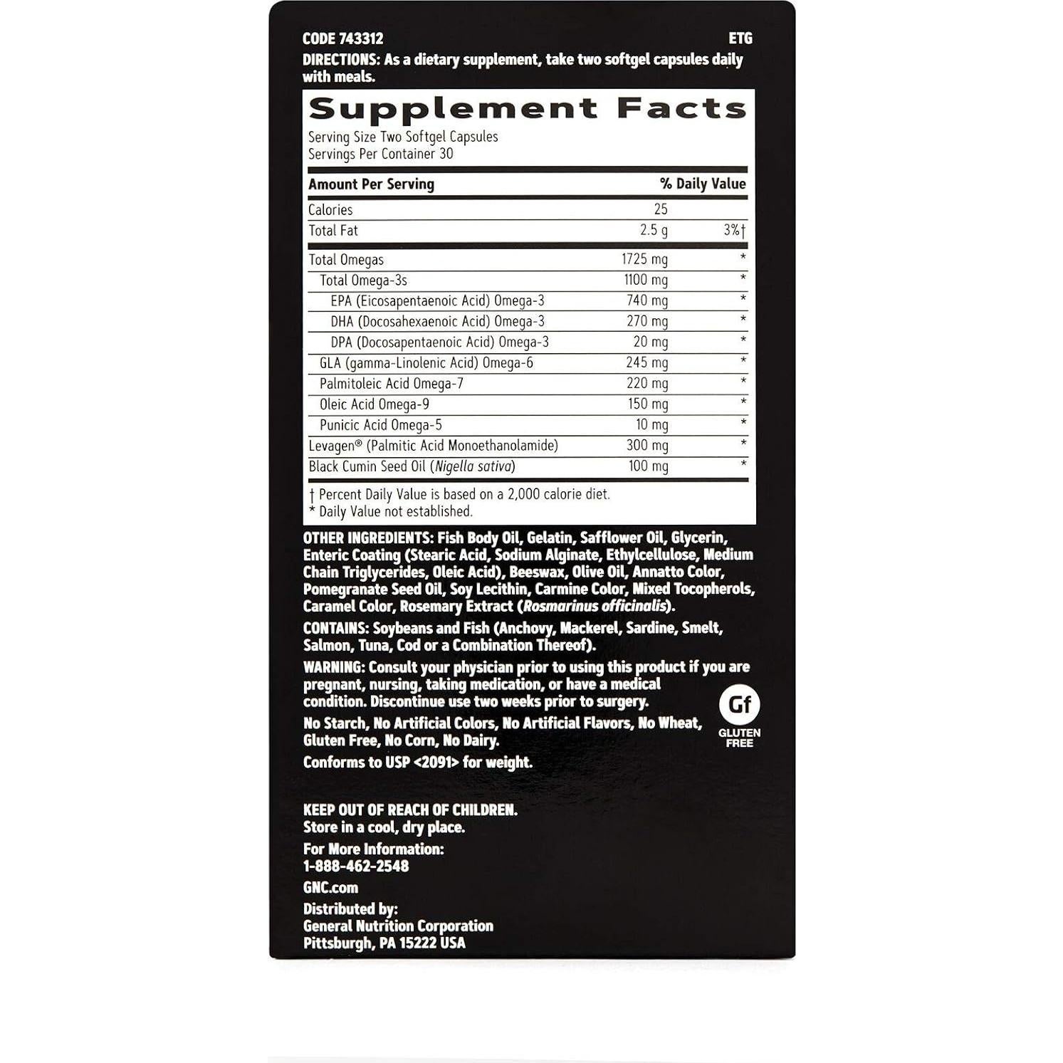 Suplemento Omega Completo GNC AMP 60 Cápsulas 1725mg