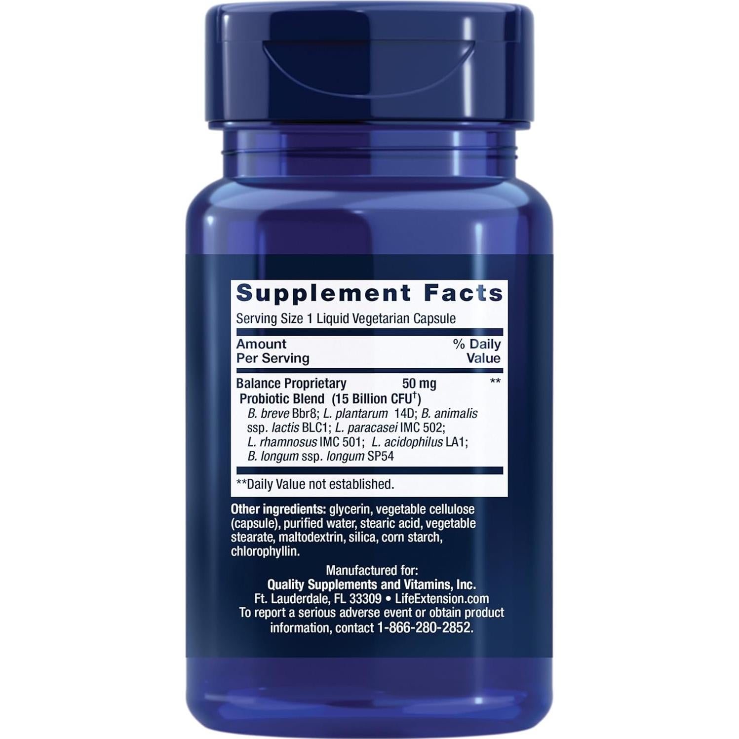 Probiotico Life Extension FLORASSIST Balance 30 Cápsulas 15 Mil Millones UFC