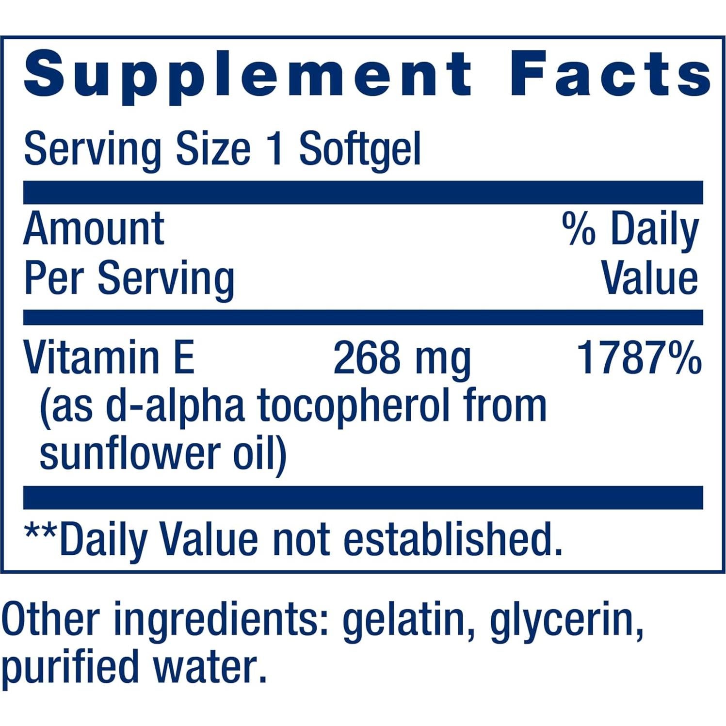 Suplemento de Vitamina E Super Life Extension 268 mg 90 Cápsulas