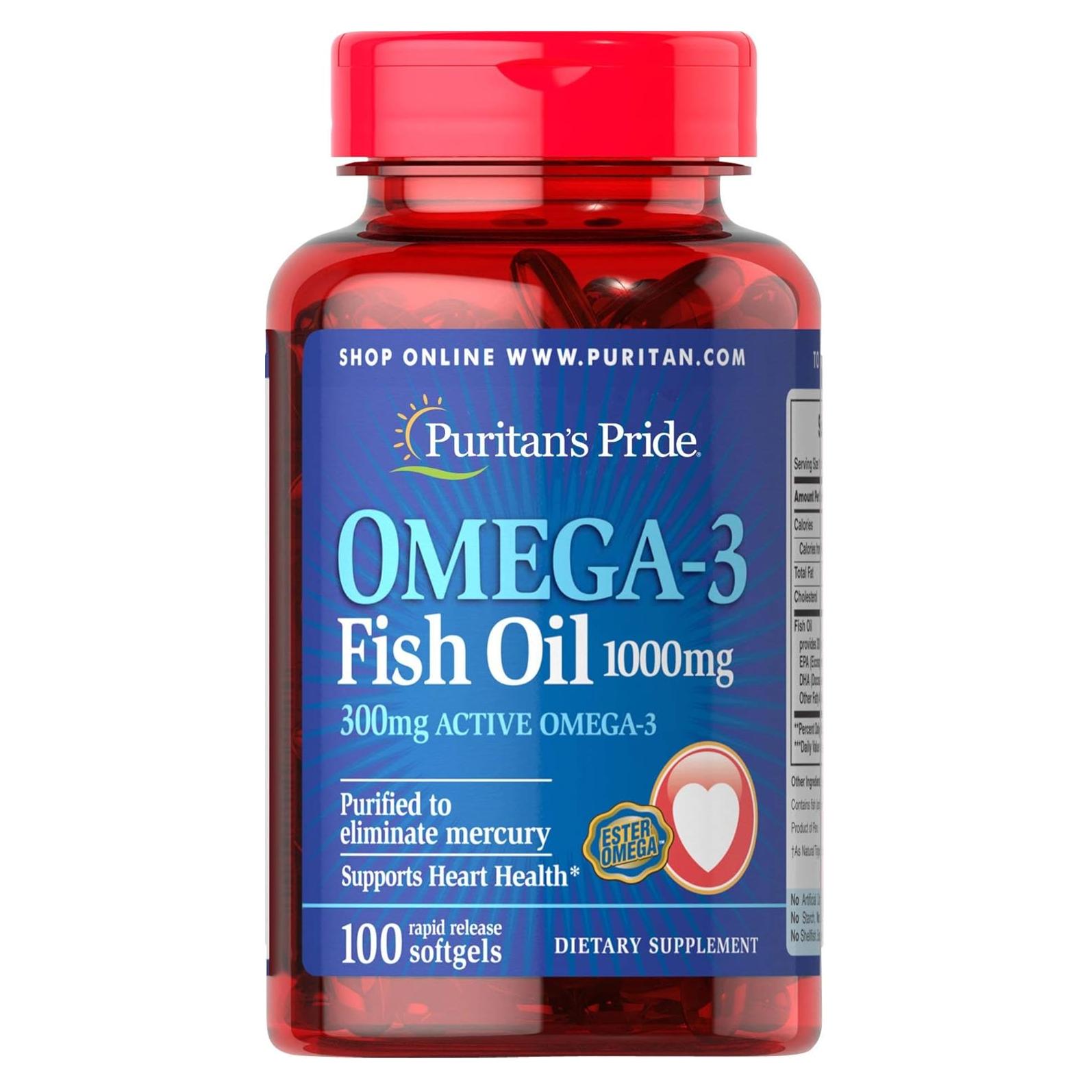 Aceite de Pescado Omega-3 Puritans Pride 1000 mg - 100 Cápsulas