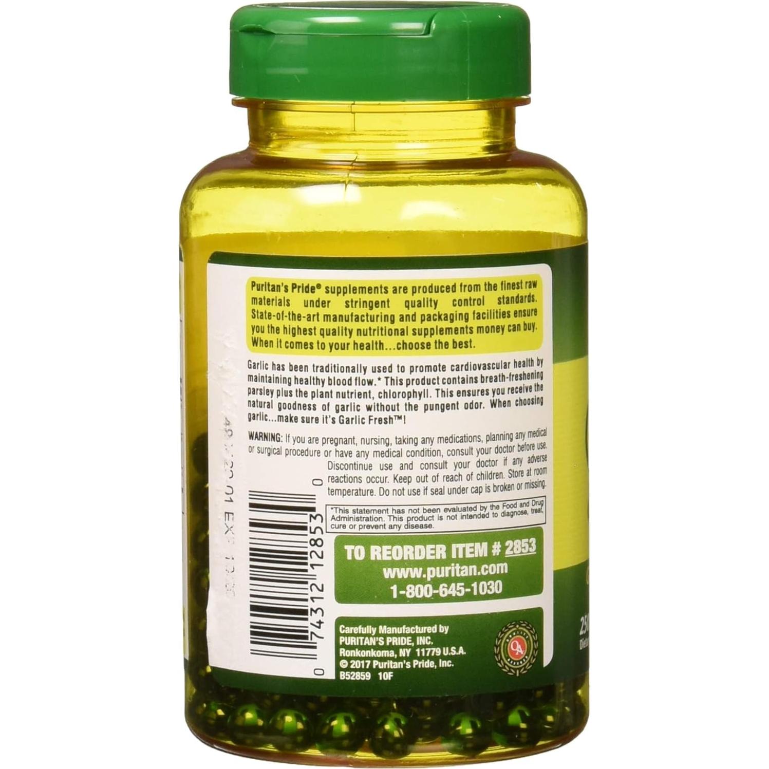 Ajo Sin Olor Puritan's Pride 250 Cápsulas 500 mg Salud Corazón