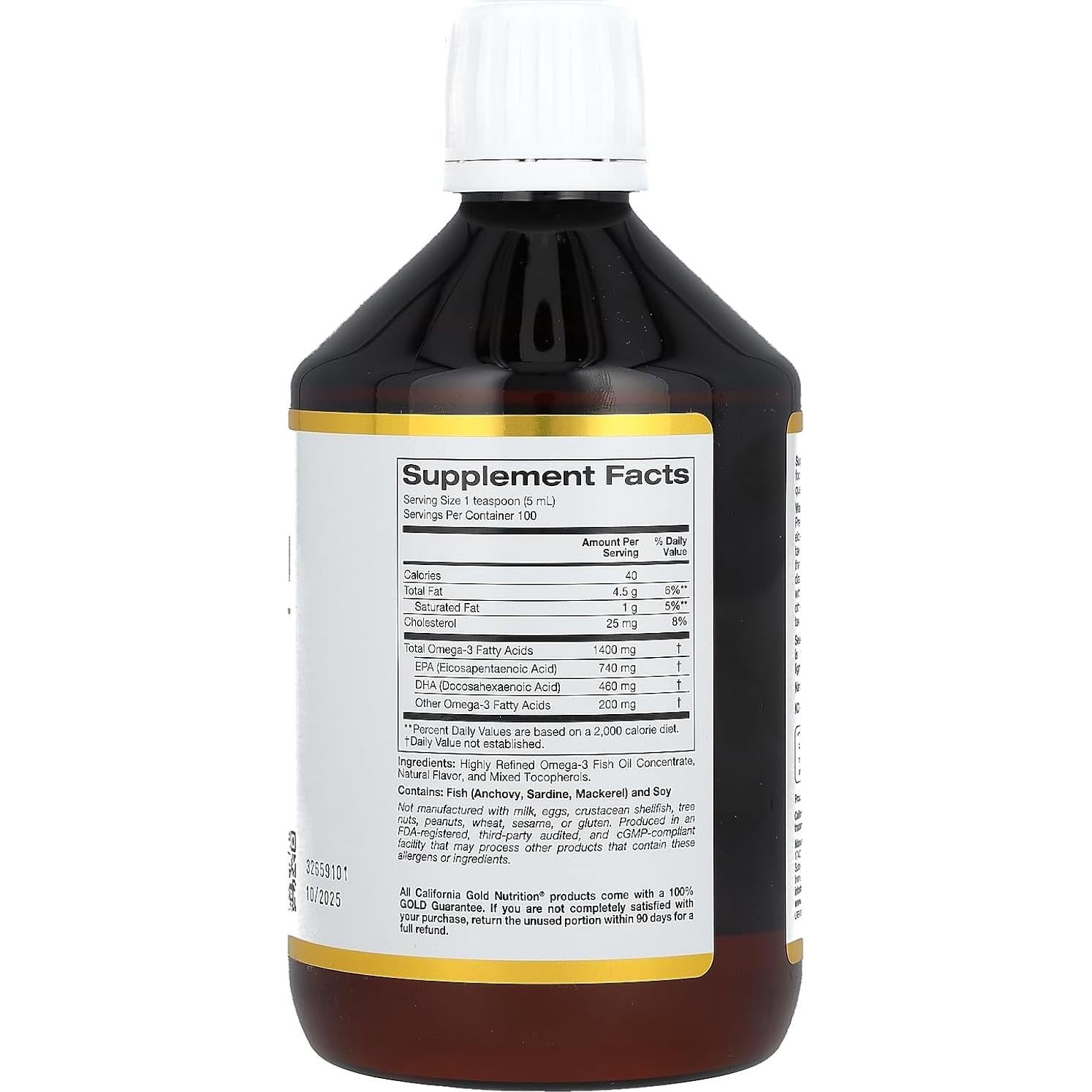 Aceite de Pescado Omega-3 California Gold Nutrition 500 ml