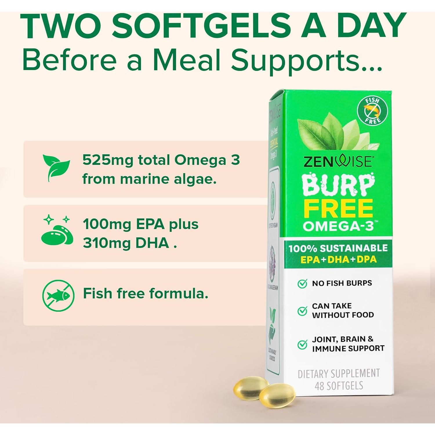 Suplemento Vegano Omega 3 Zenwise Health 48 Geles Blandos