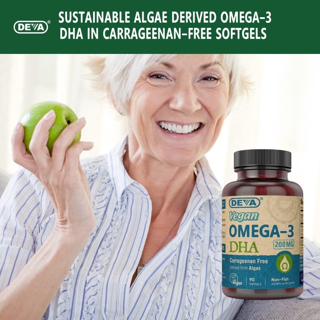 Suplemento Vegano Omega-3 DHA DEVA 200 mg - 90 Softgels