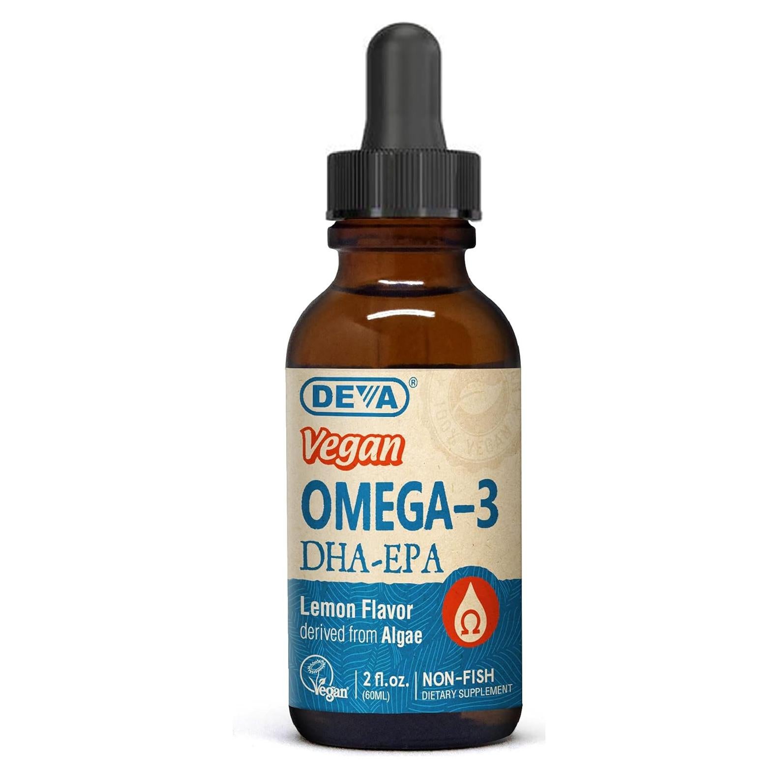 Omega-3 Líquido Vegano Deva DHA EPA 59.15 ml Sabor Limón