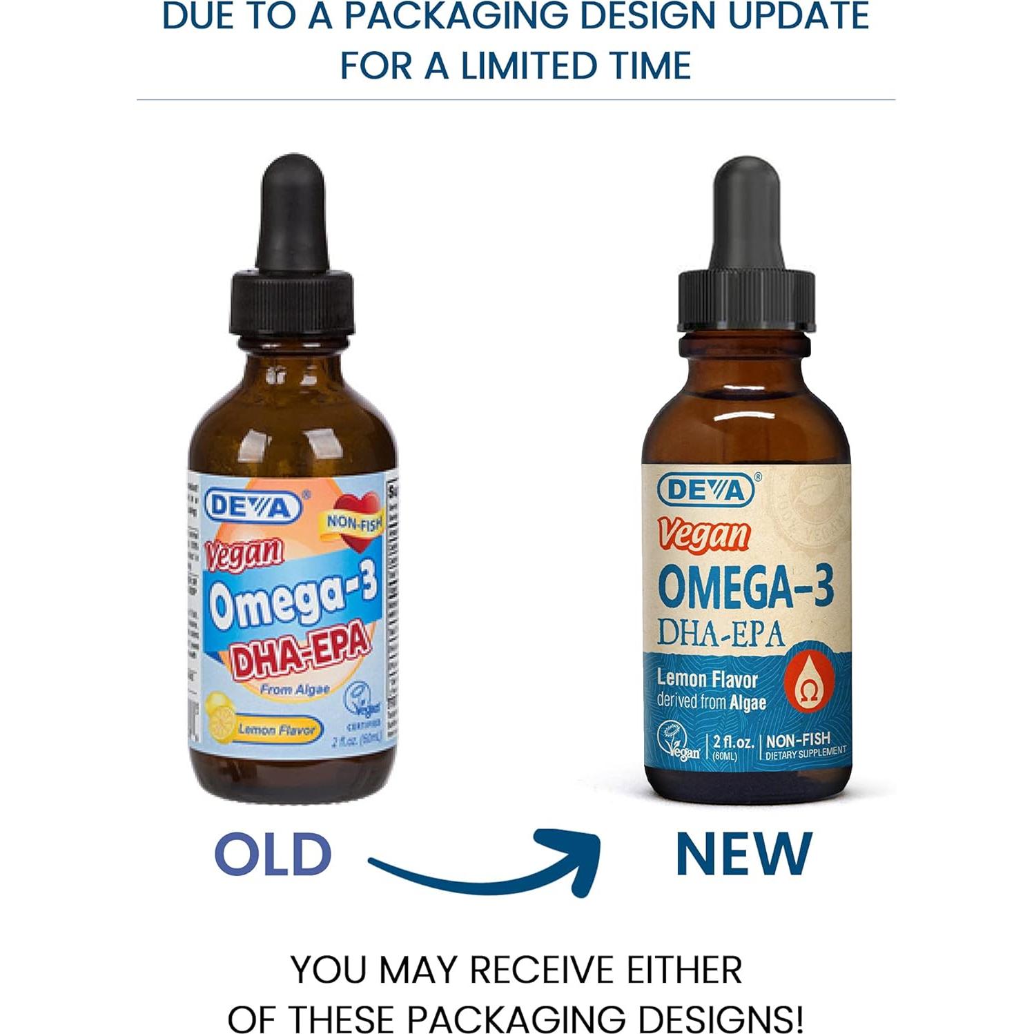 Omega-3 Líquido Vegano Deva DHA EPA 59.15 ml Sabor Limón