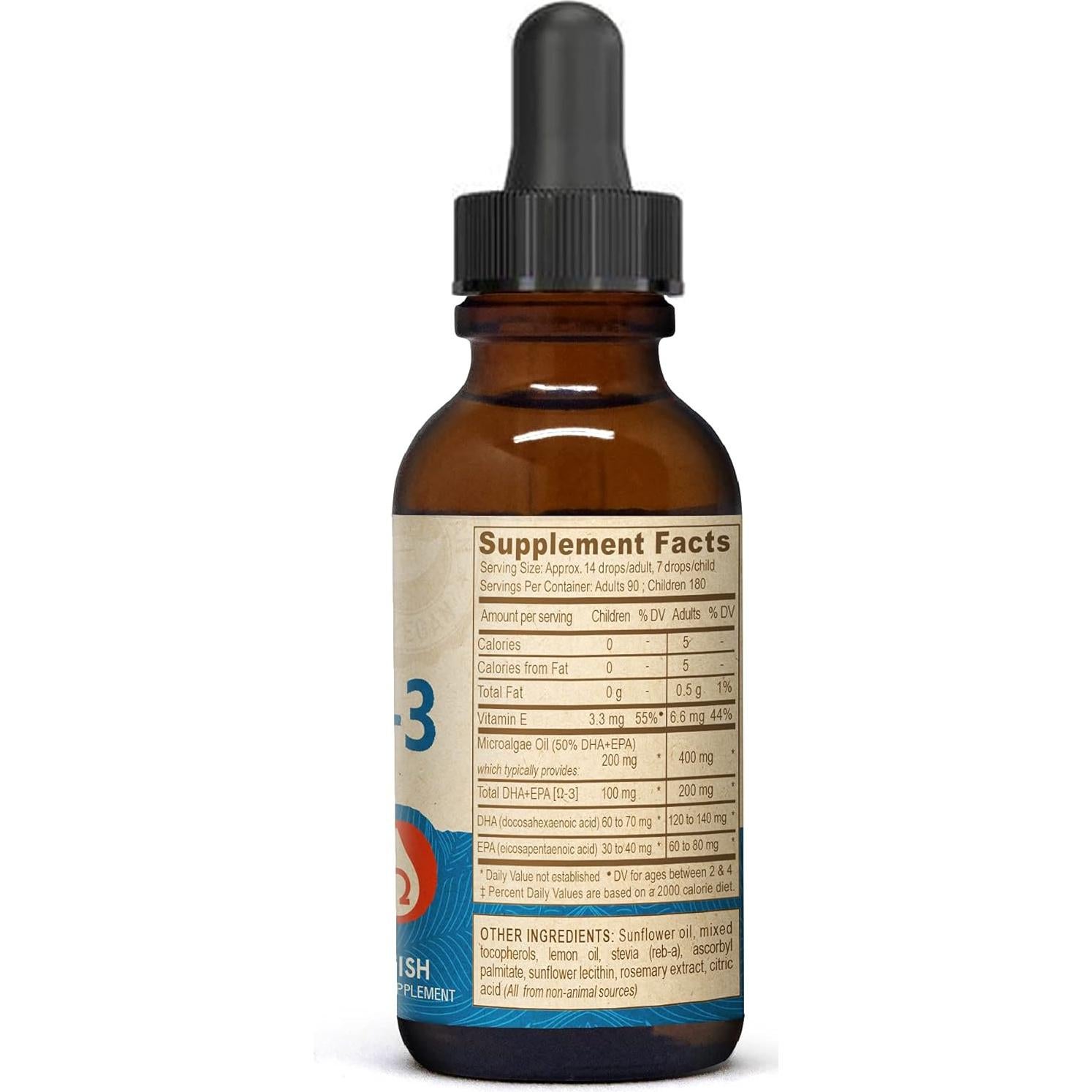 Omega-3 Líquido Vegano Deva DHA EPA 59.15 ml Sabor Limón