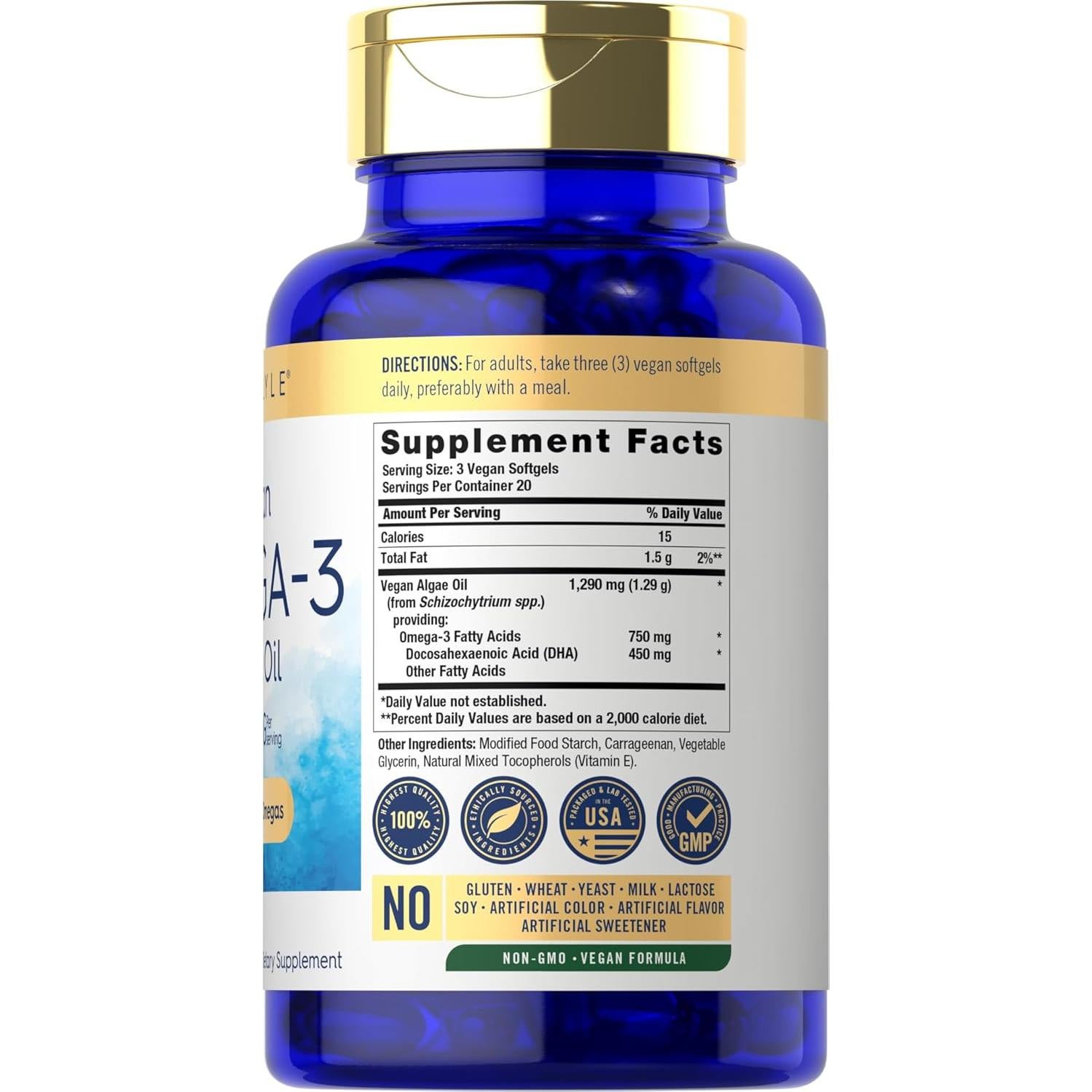 Suplemento Vegano Omega 3 Carlyle 1290 mg 60 Gelatinas Blandas