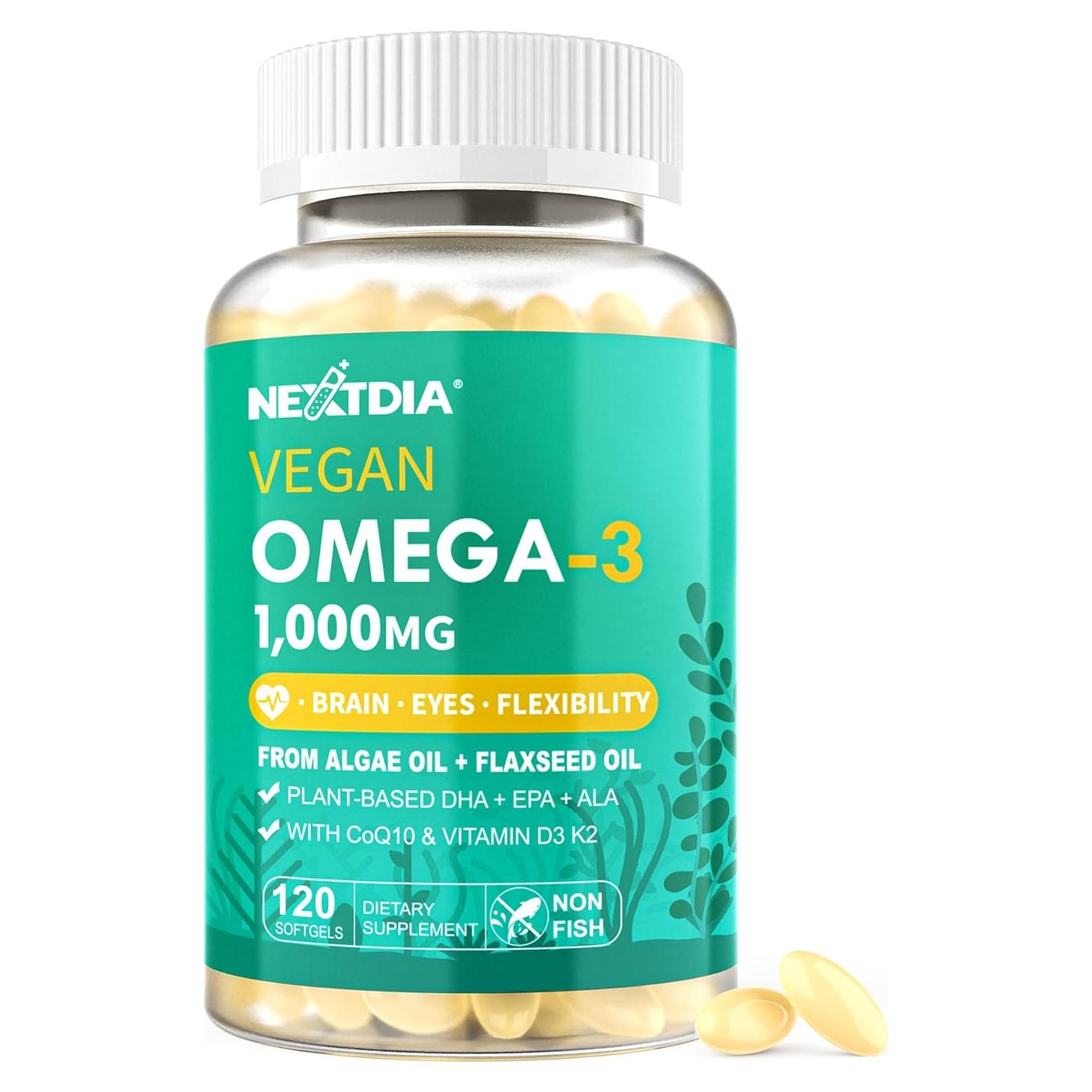 Suplemento Vegano Omega 3 DHA EPA ALA 1000mg 120 Cápsulas