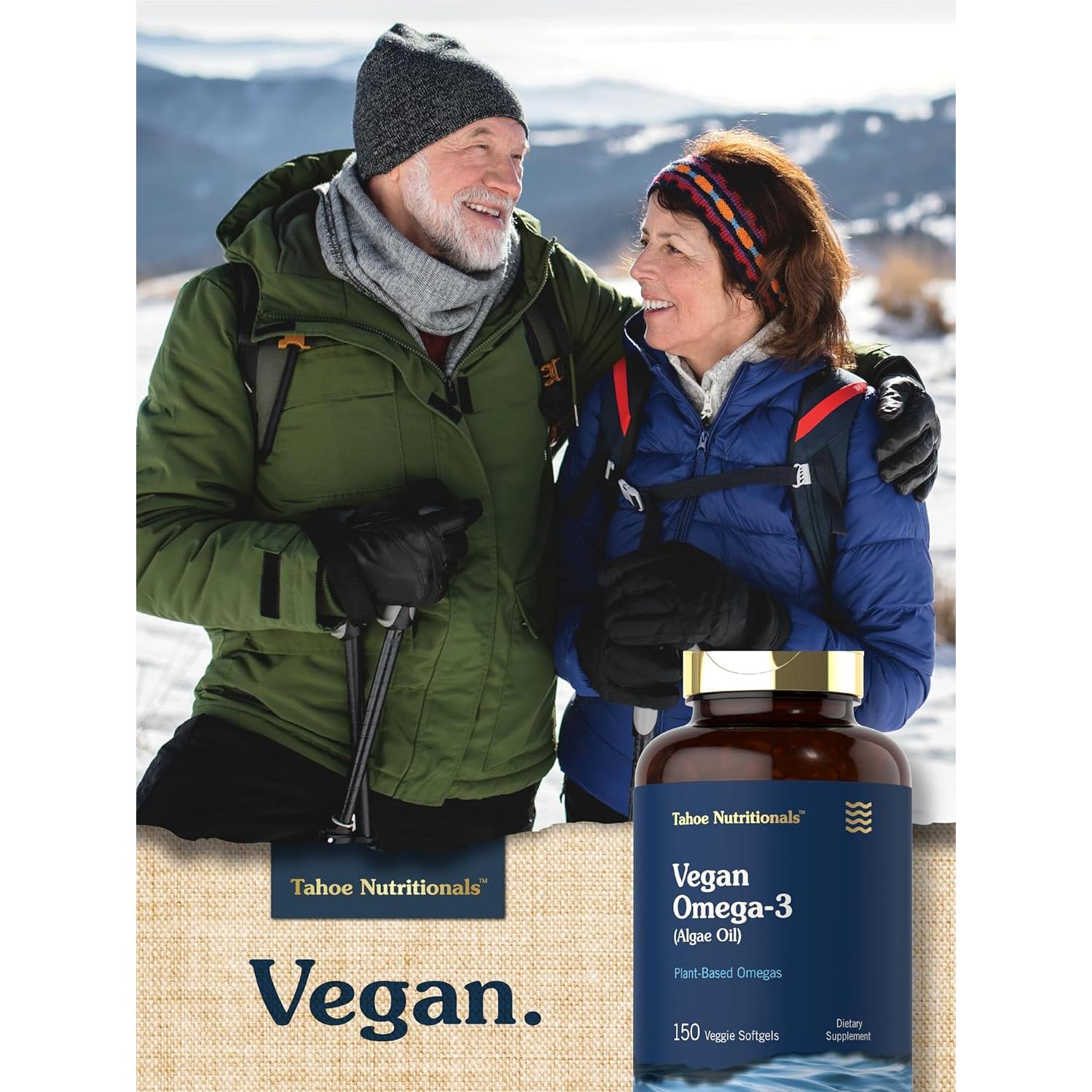 Suplemento Vegano Omega 3 Tahoe Nutritionals | 150 Gelatinas Blandas | 200 mg DHA de Aceite de Algas