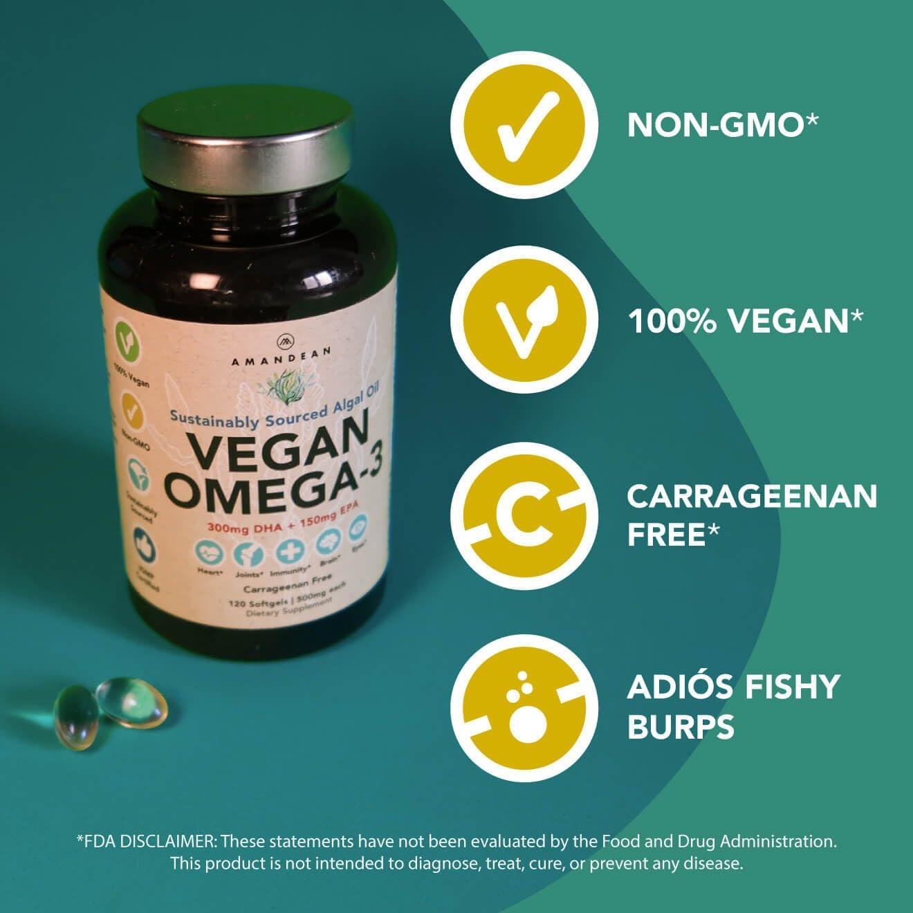 Suplemento Vegano Omega 3 AMANDEAN 120 Softgels DHA EPA